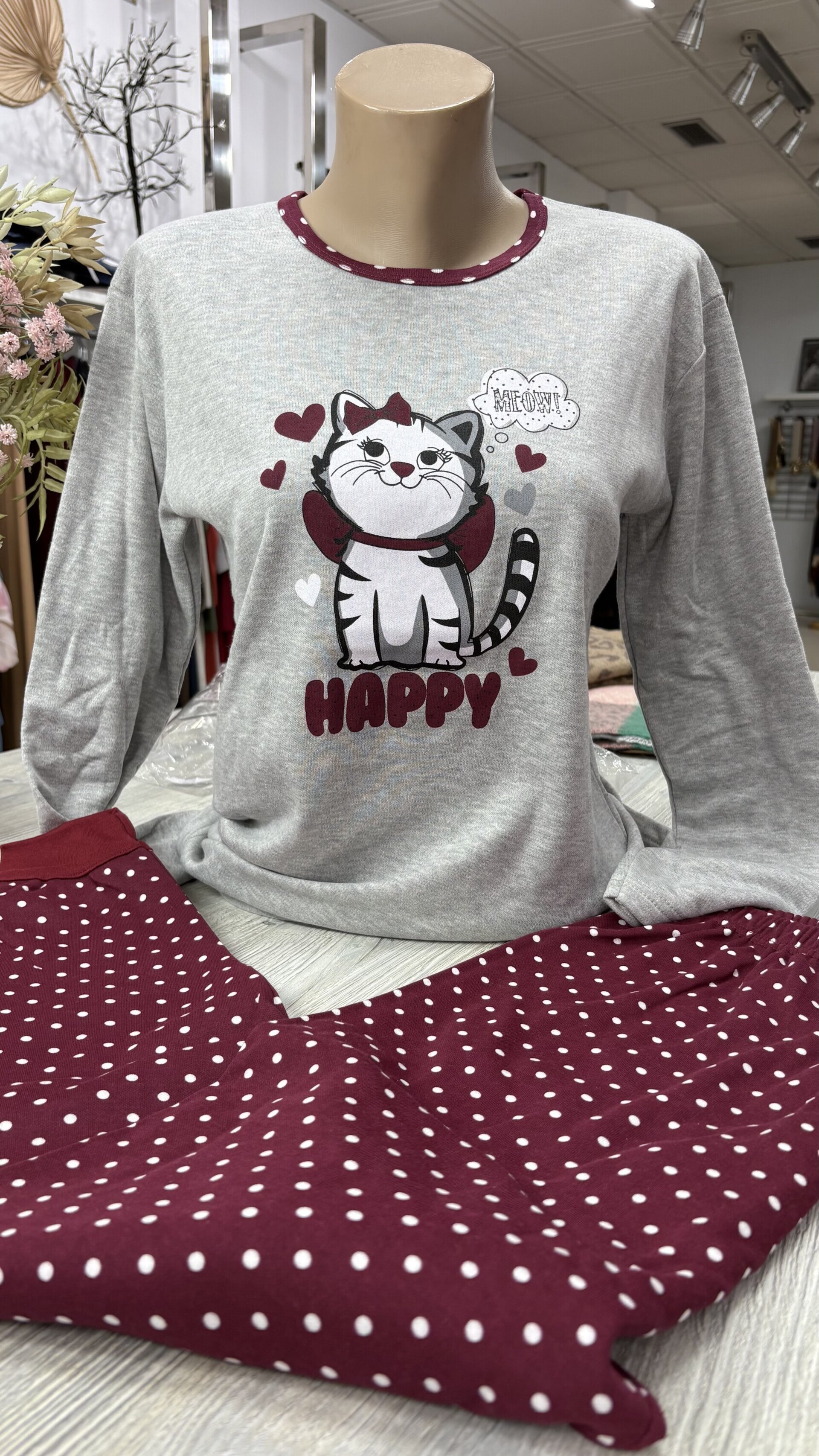 Pijama Gatita Burdeos - 1