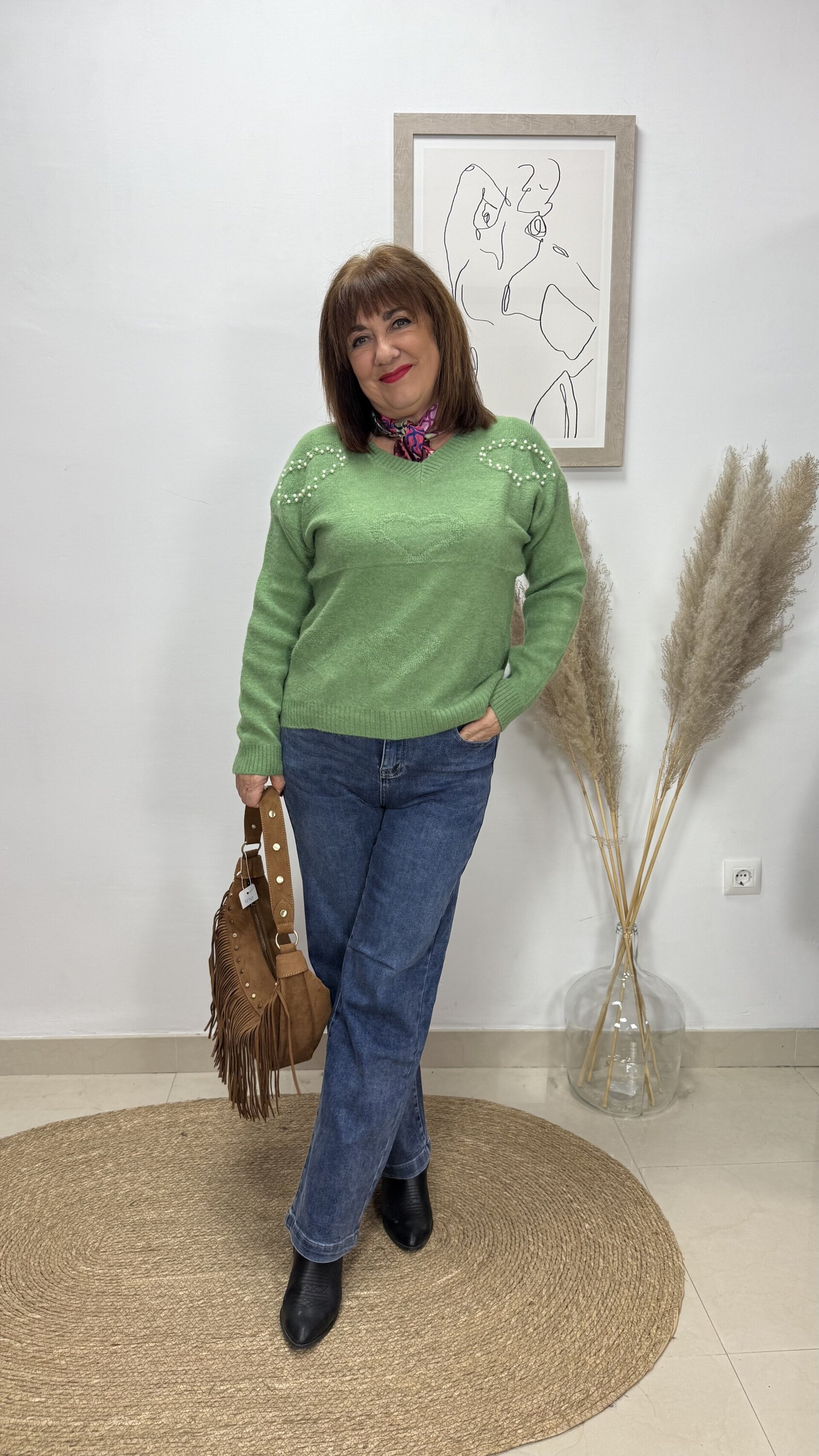 Jersey Corazón Perlas Verde - 3