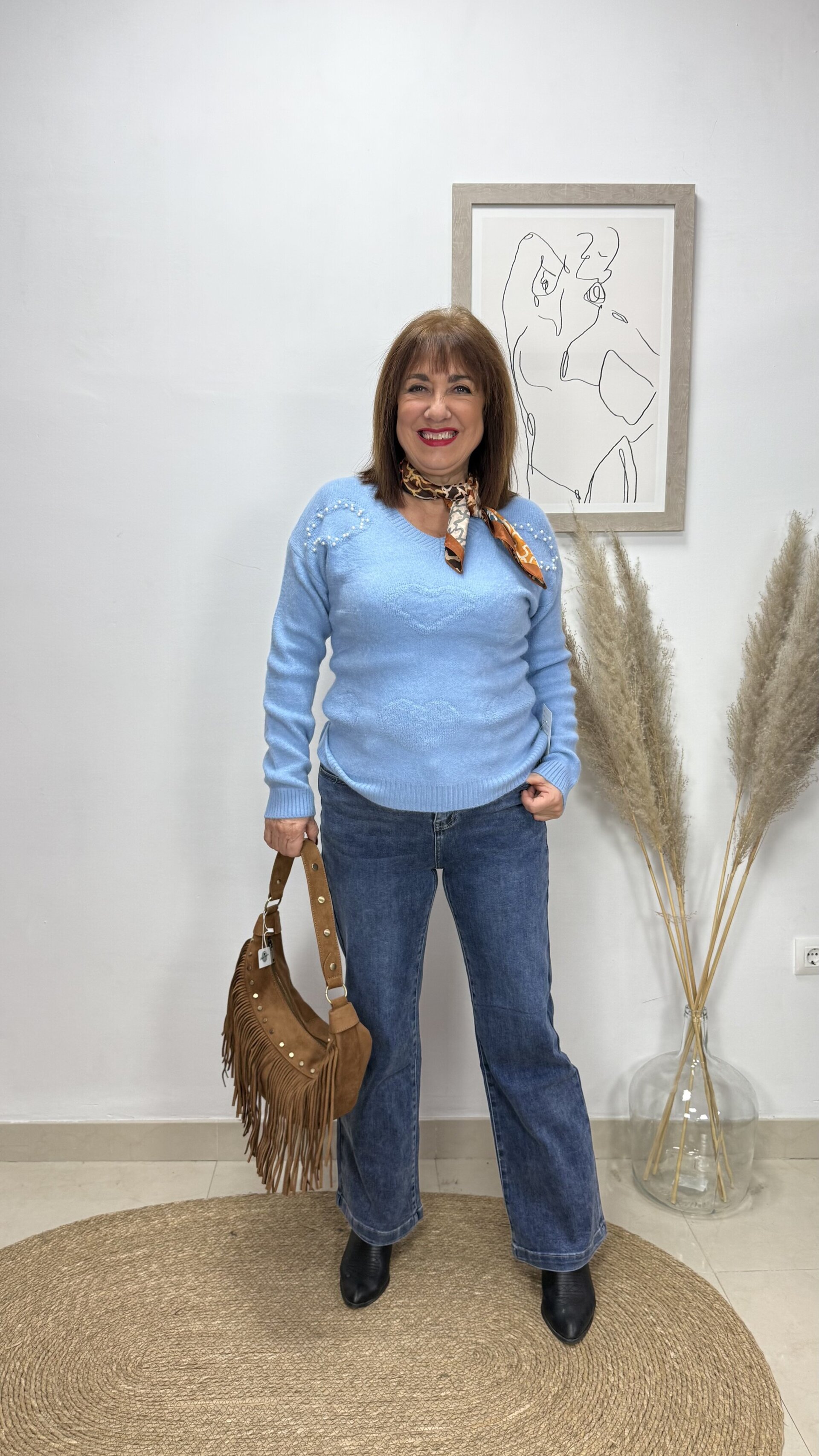 Jersey Corazón Perlas Azul - 3