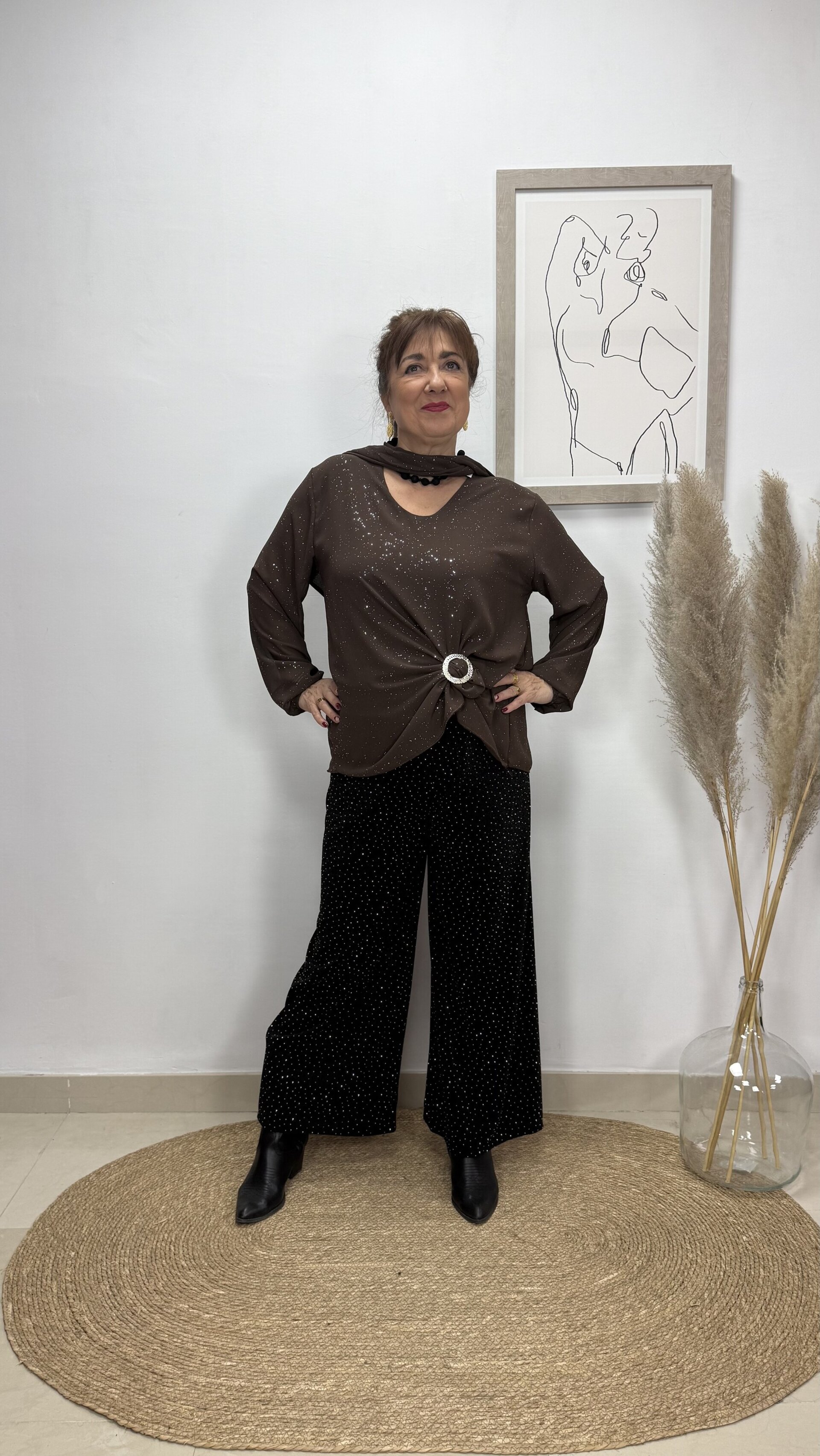 Blusa Brillo Lazo Marrón - 1