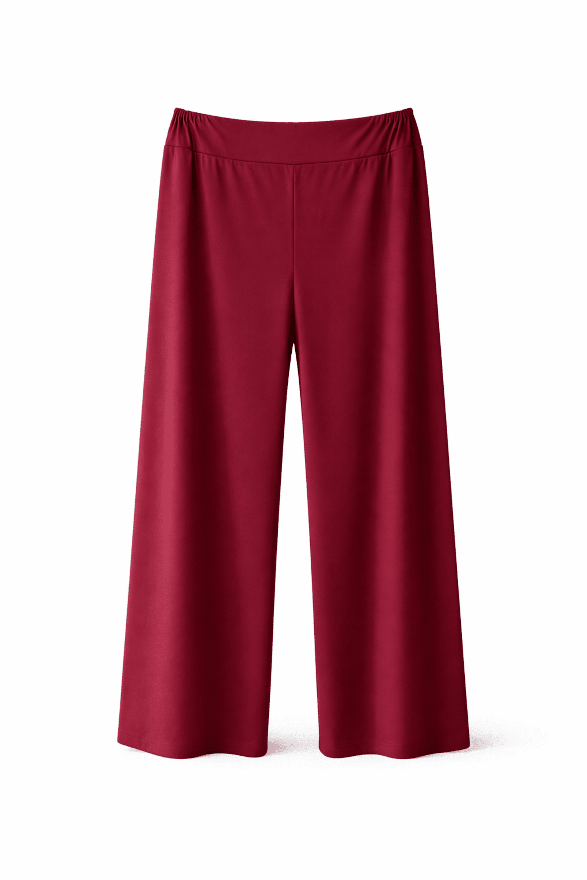 Pantalón Liso Licra Fría Bolsillo Burdeos - 1