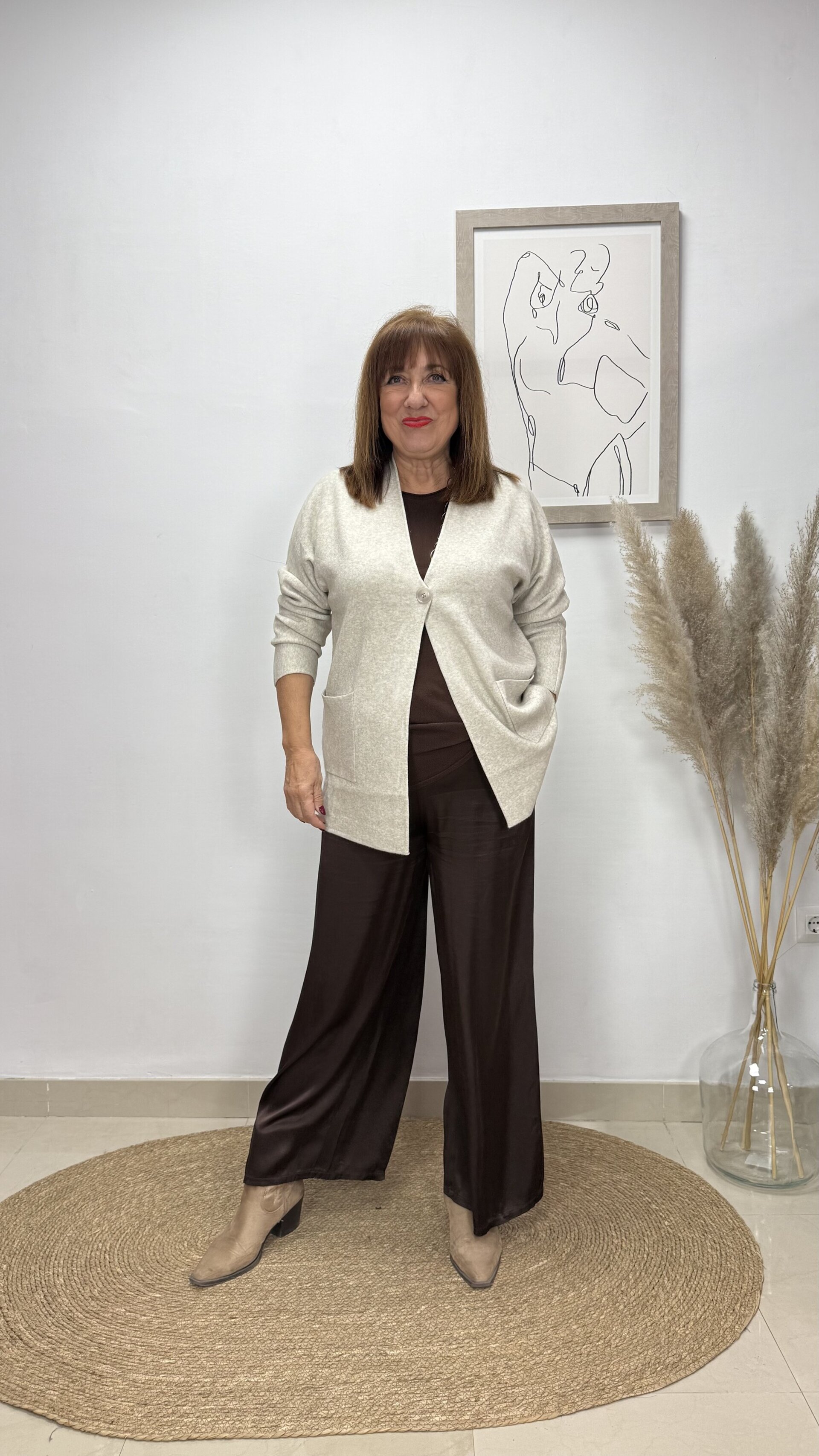 Chaqueta Reactivo Un Botón Beige - 1