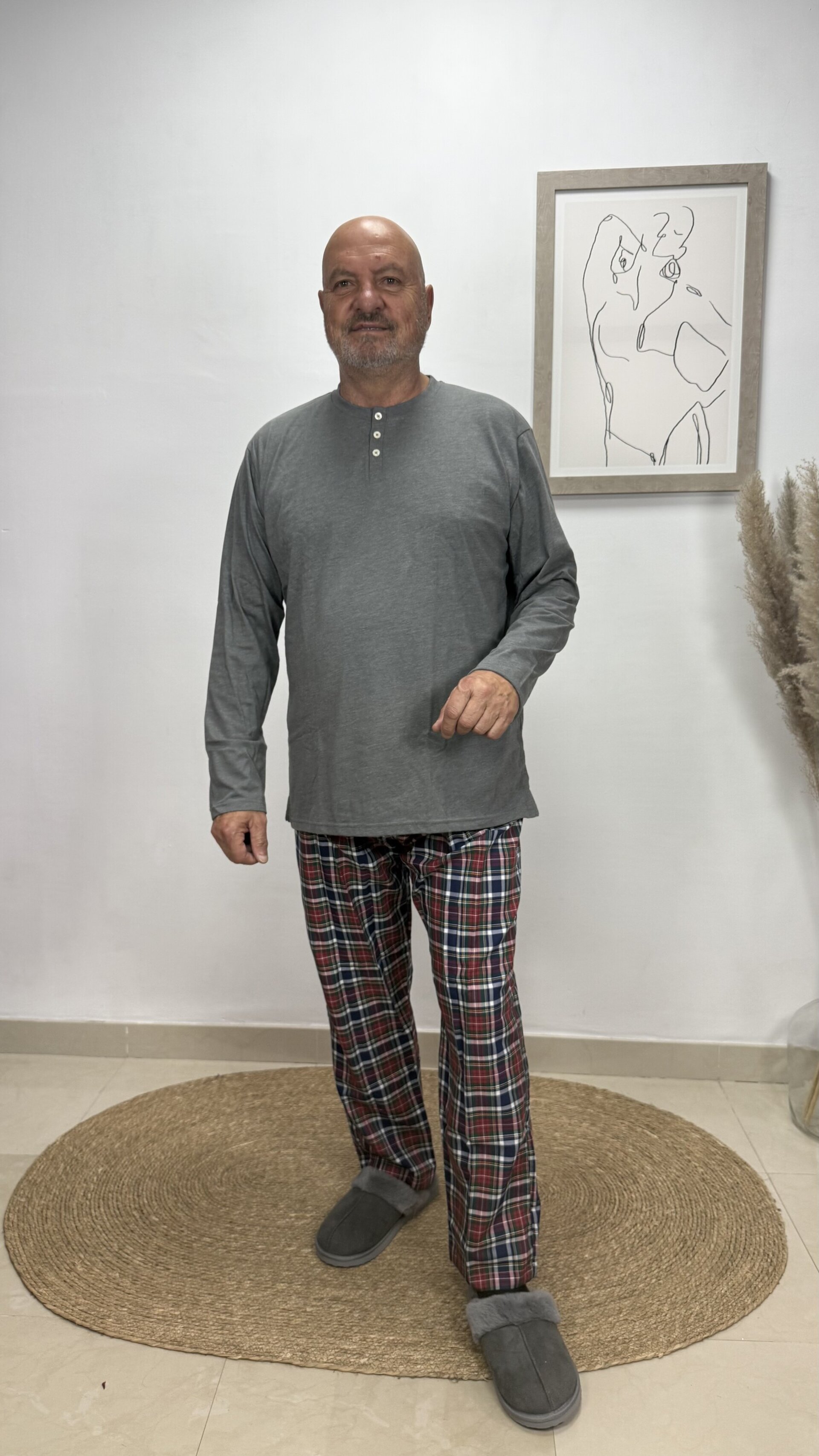 Pijama Gris Carlos Córdoba Cuadros Hombre - 3