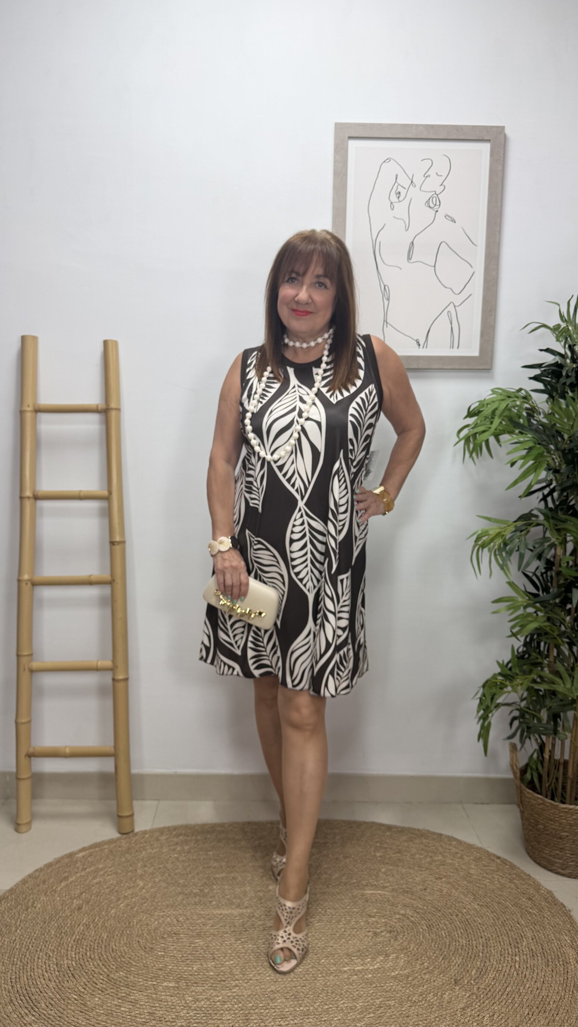 Vestido Hojas Corto Chocolate - 2