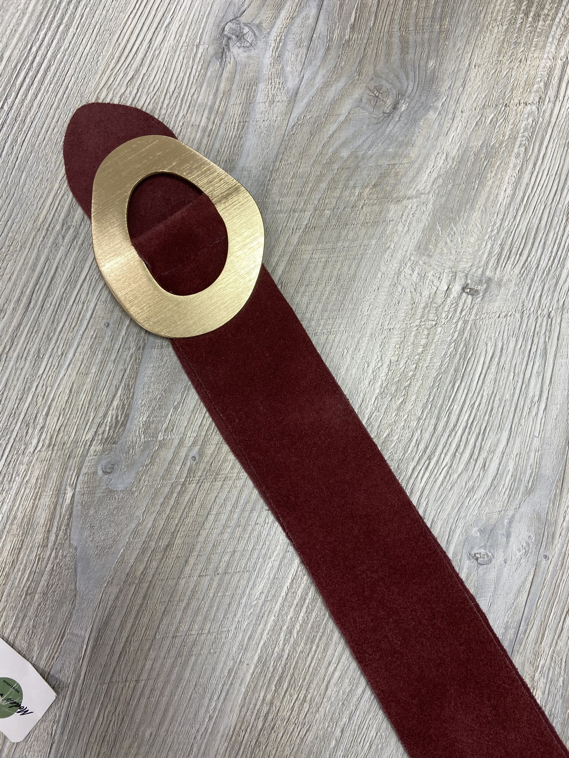 Cinturon Piel Ante Burdeos - 2