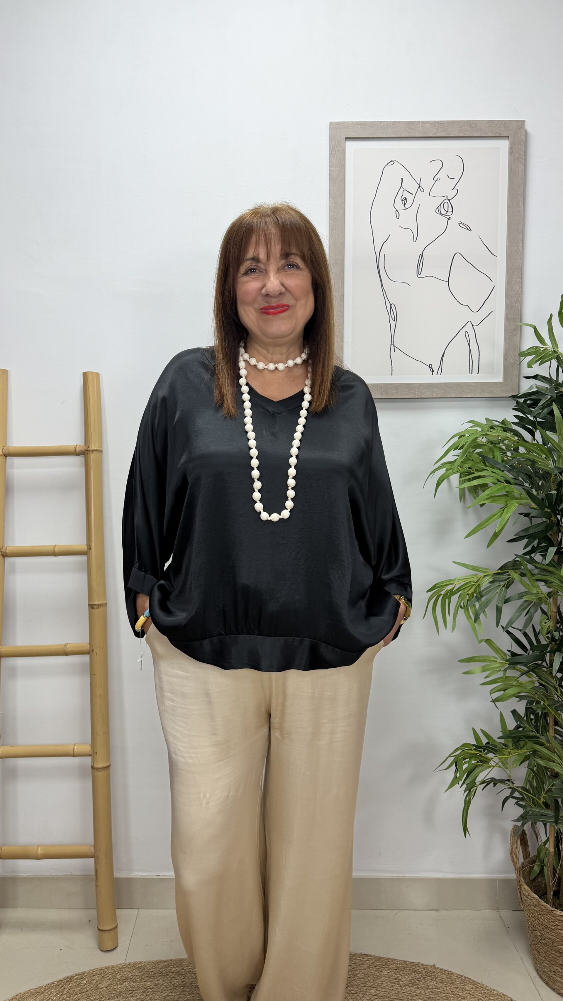 Blusa Satén Lola Negro - 2