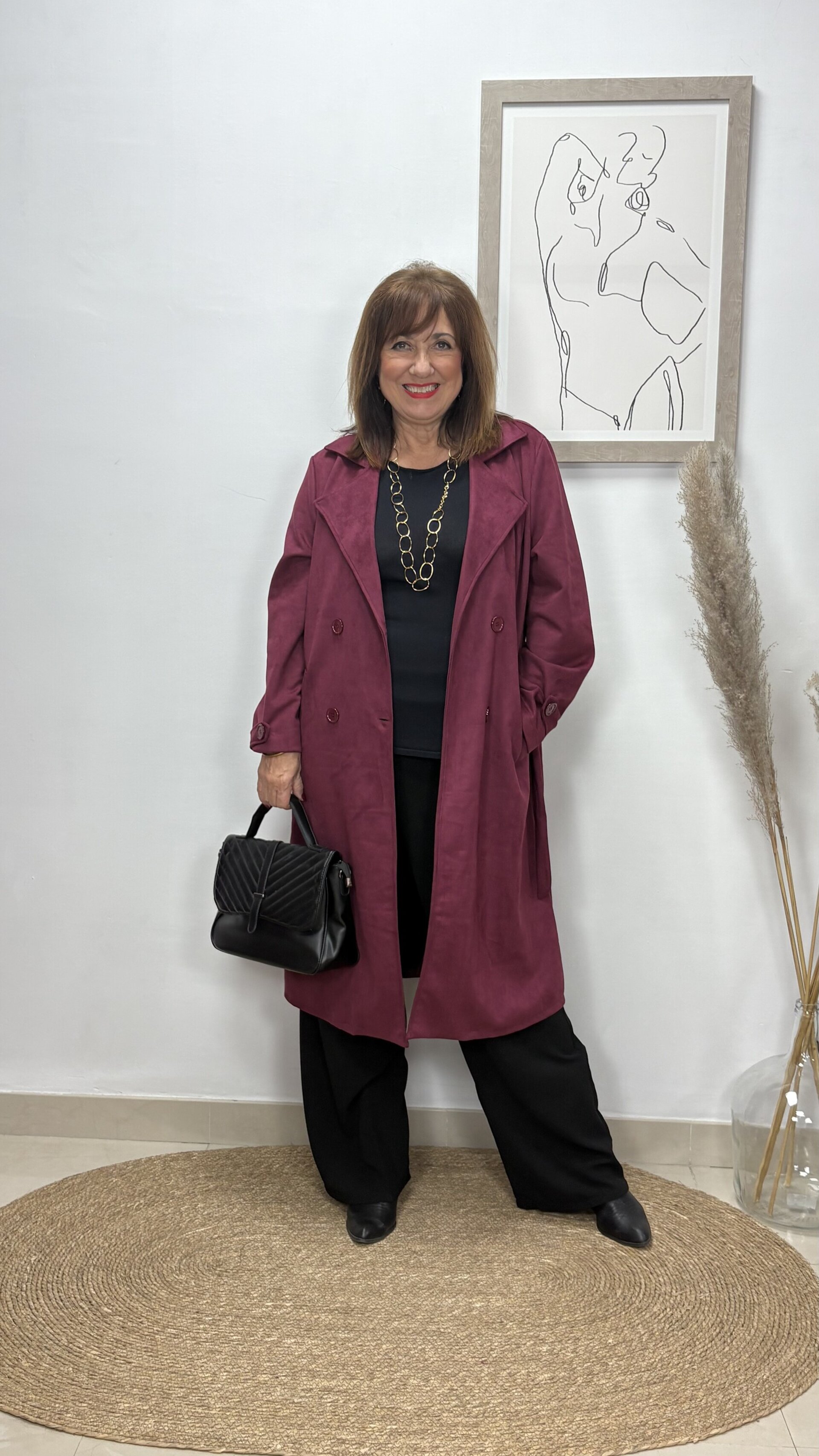 Abrigo Ante Ciruela - 1