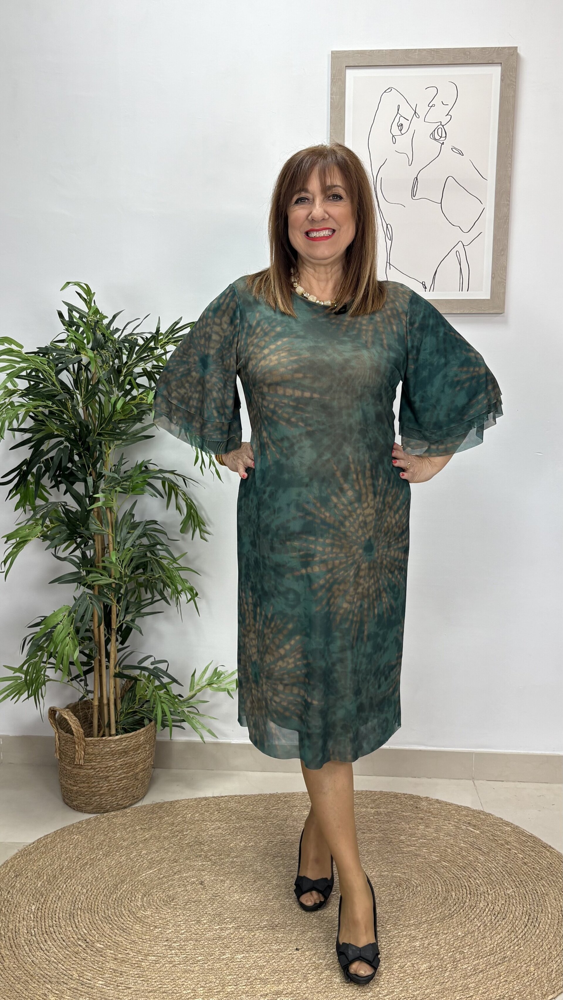 Vestido Adriana - Verde y Marrón - 2