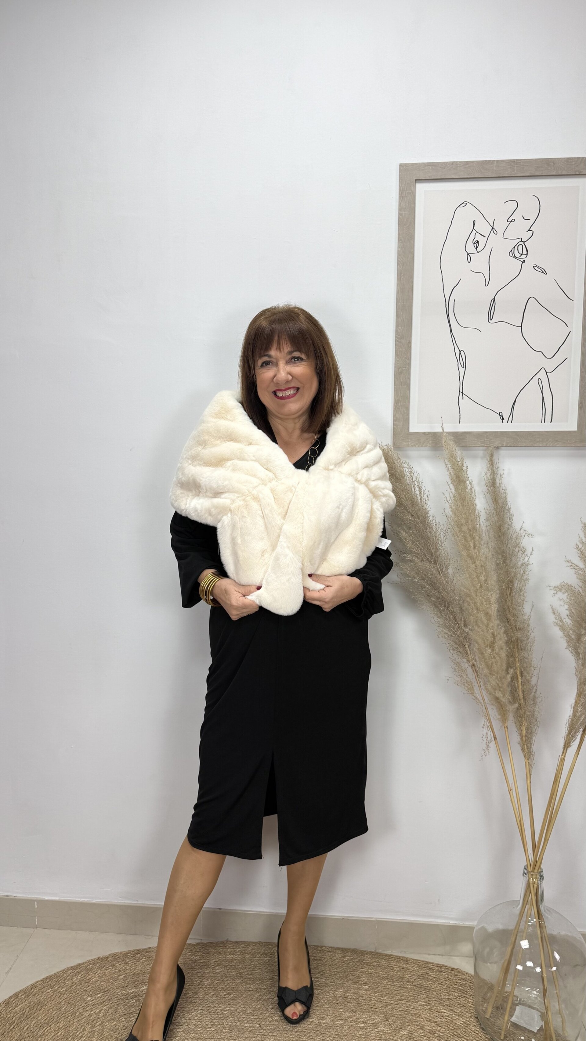 Estola de Pelo Antideslizante Blanco Roto - 2