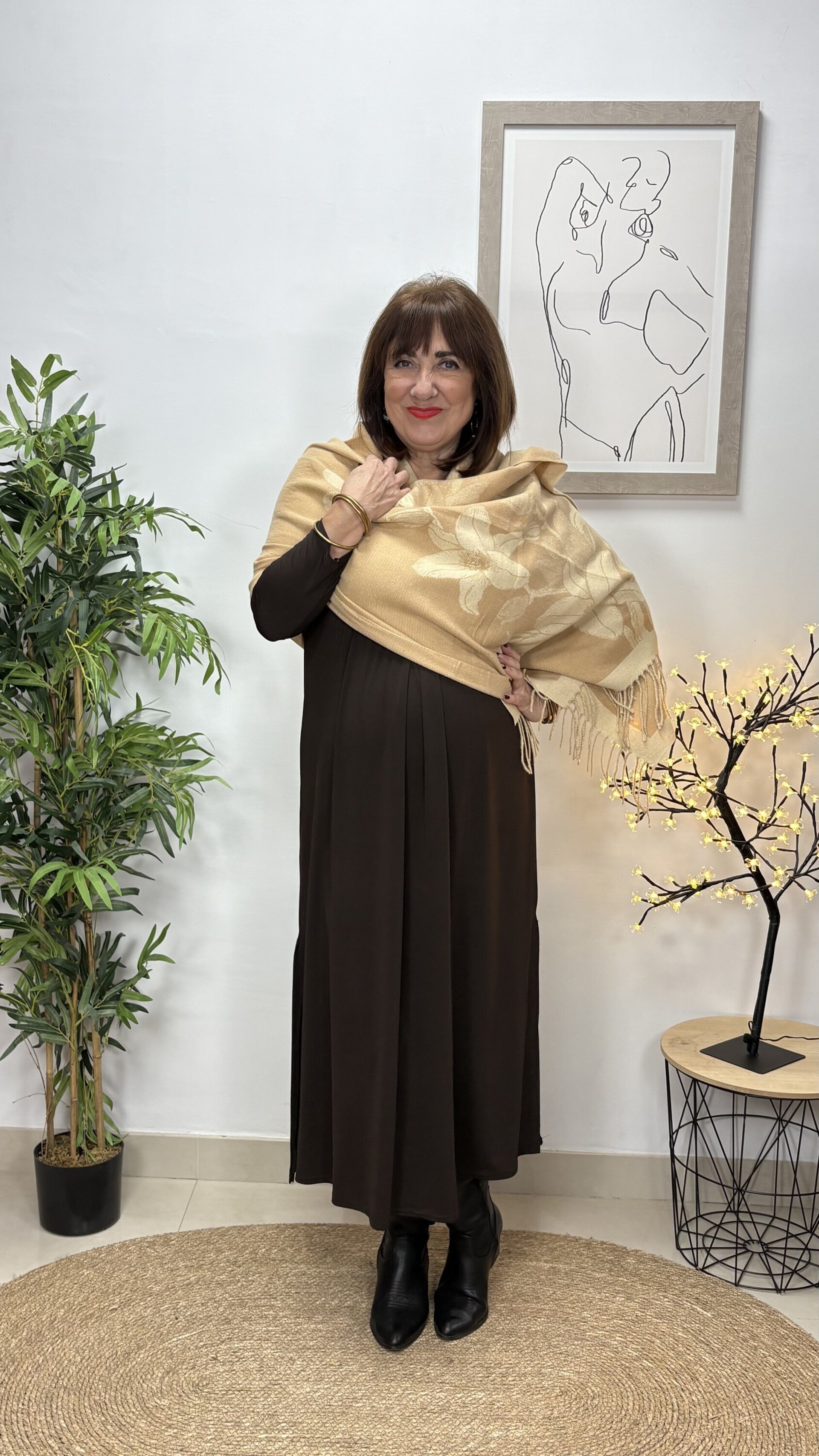 Estola Flor Beige - 1