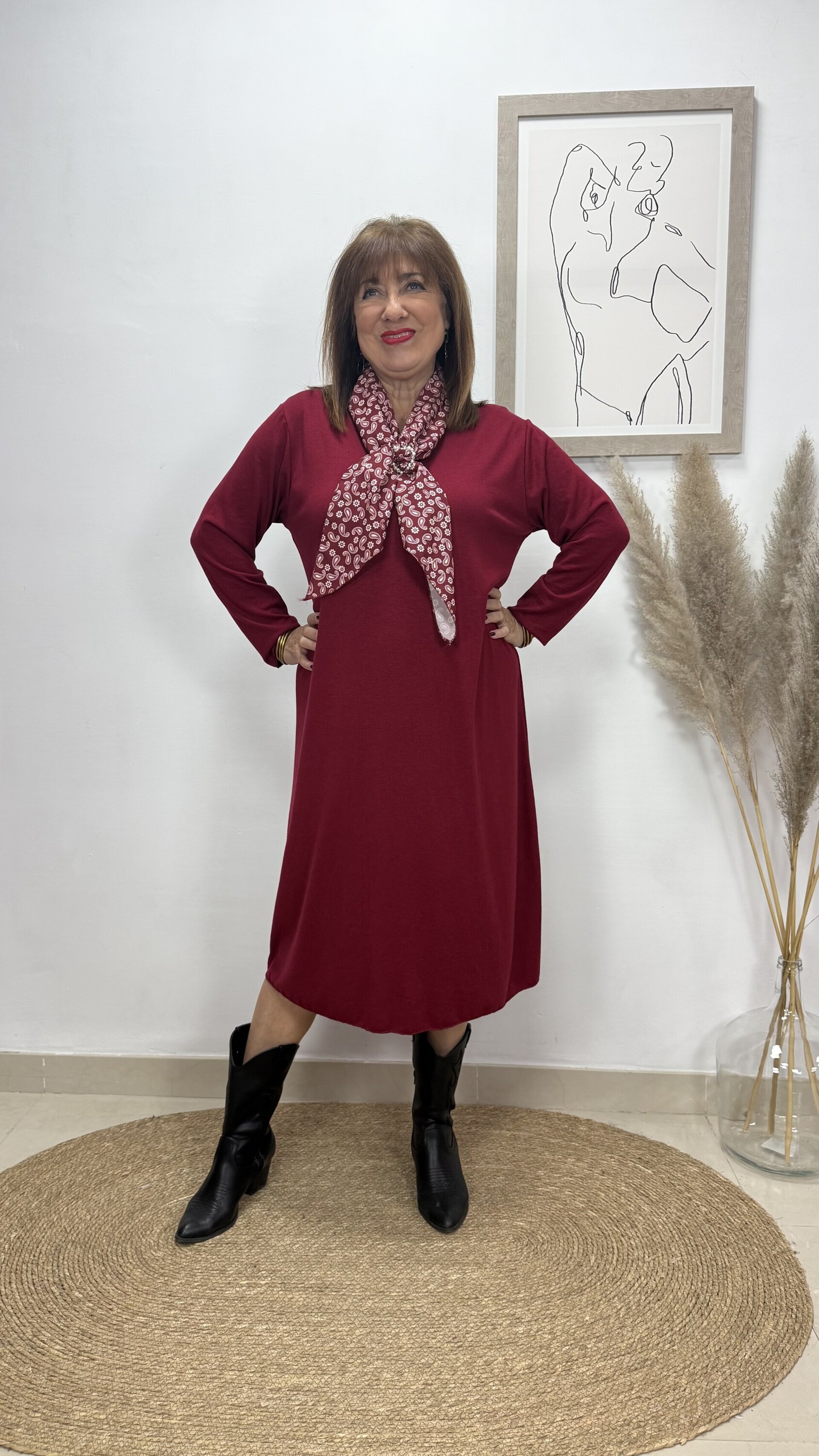 Vestido Punto Burdeos - 2