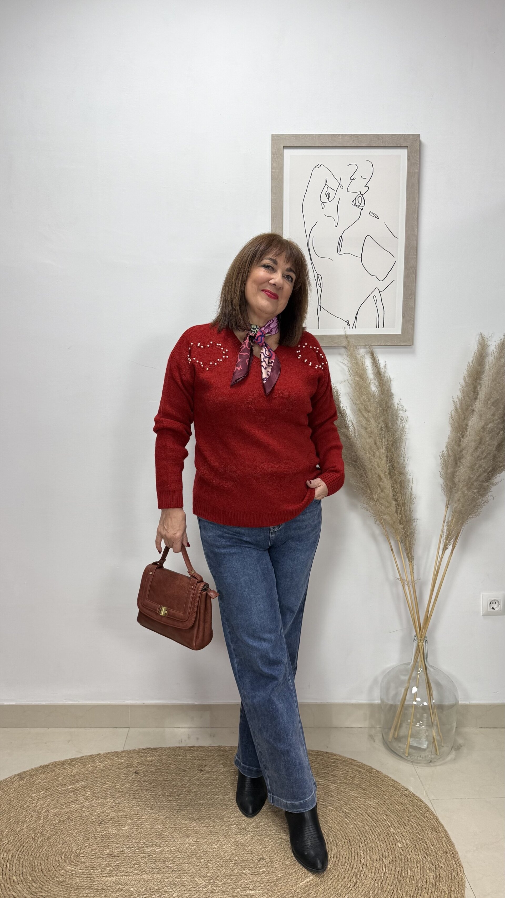 Jersey Corazón Perlas Rojo - 4