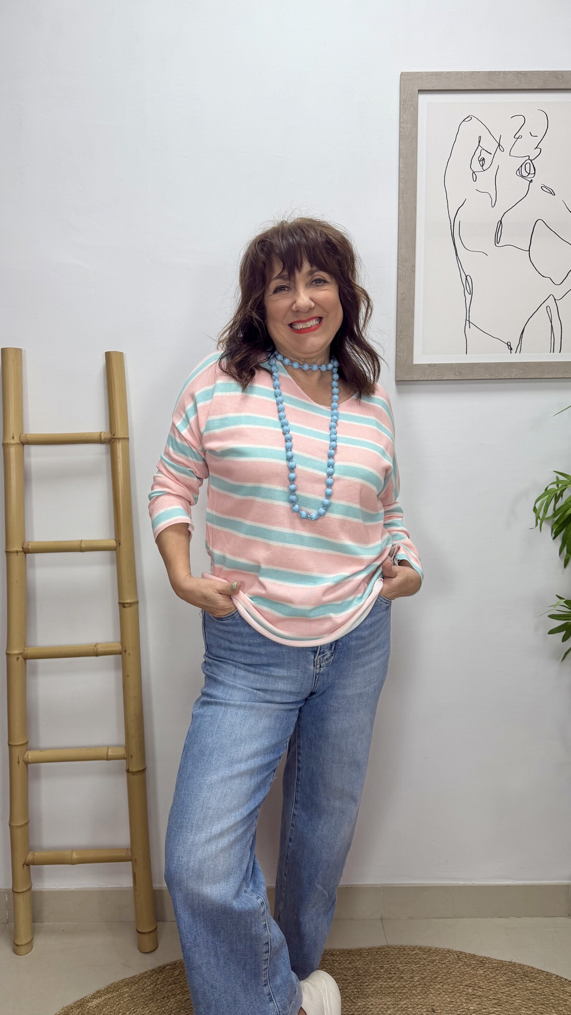 Jersey Rayas Celeste - 2