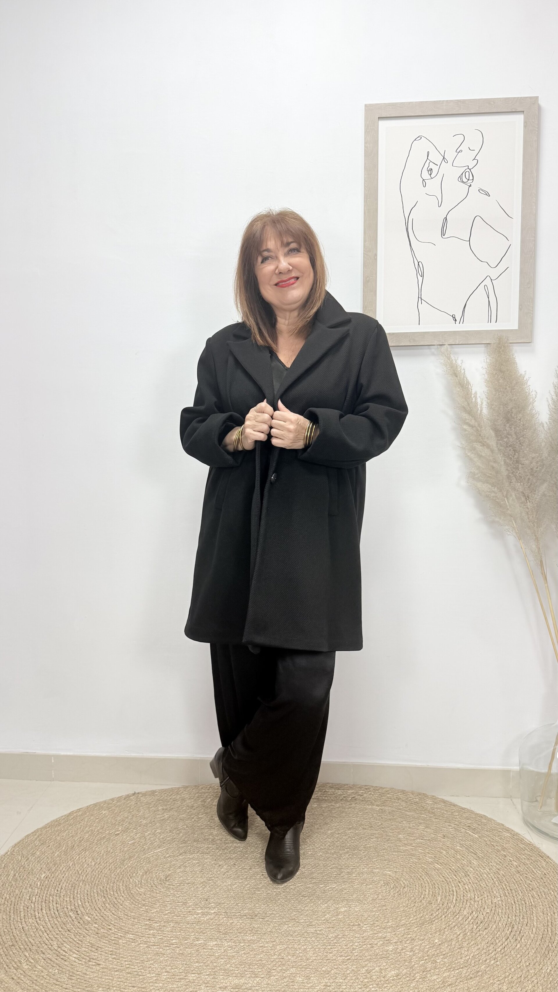 Abrigo Espiga Corto Negro - 2