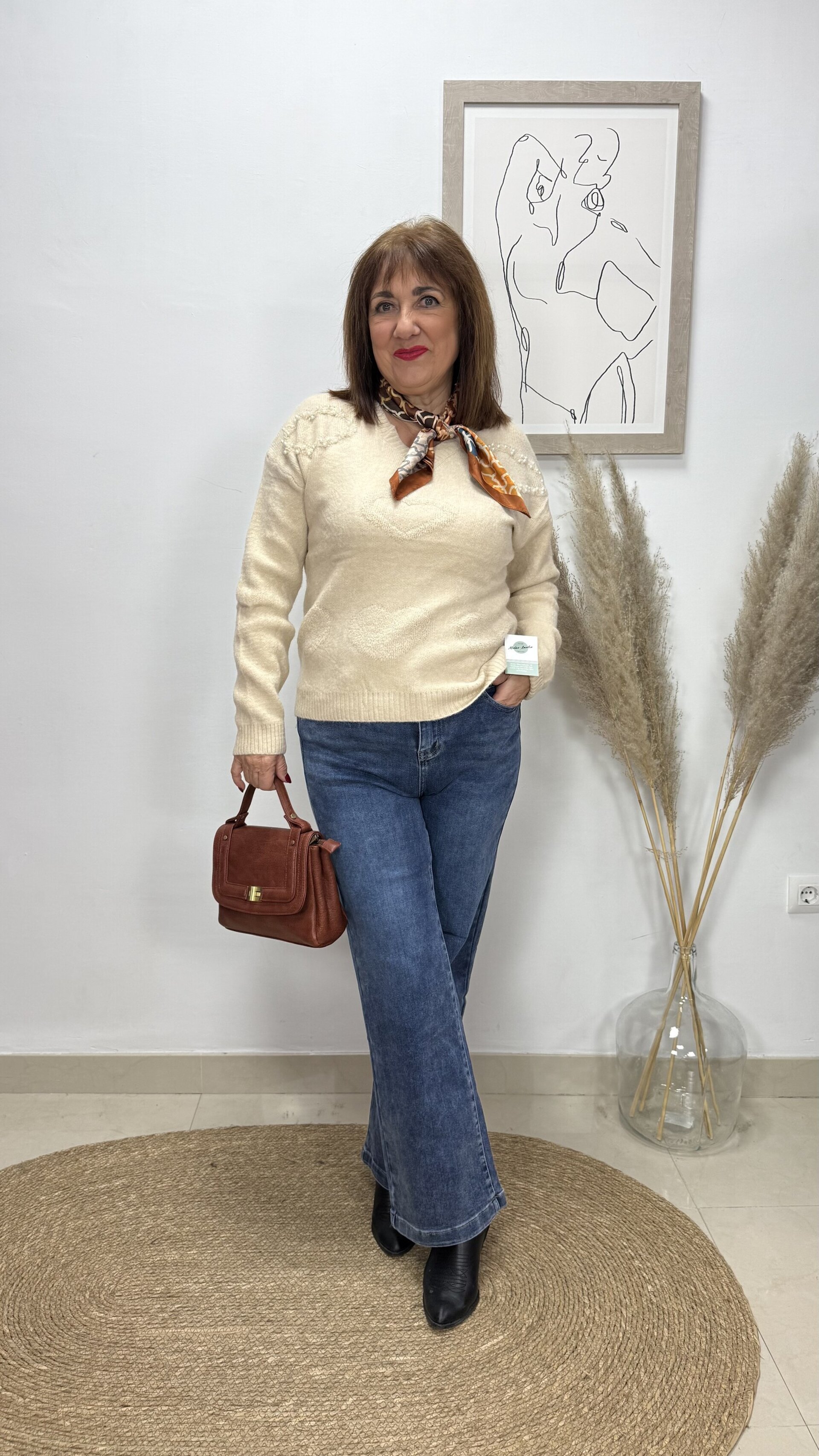 Jersey Corazón Perlas Beige - 3