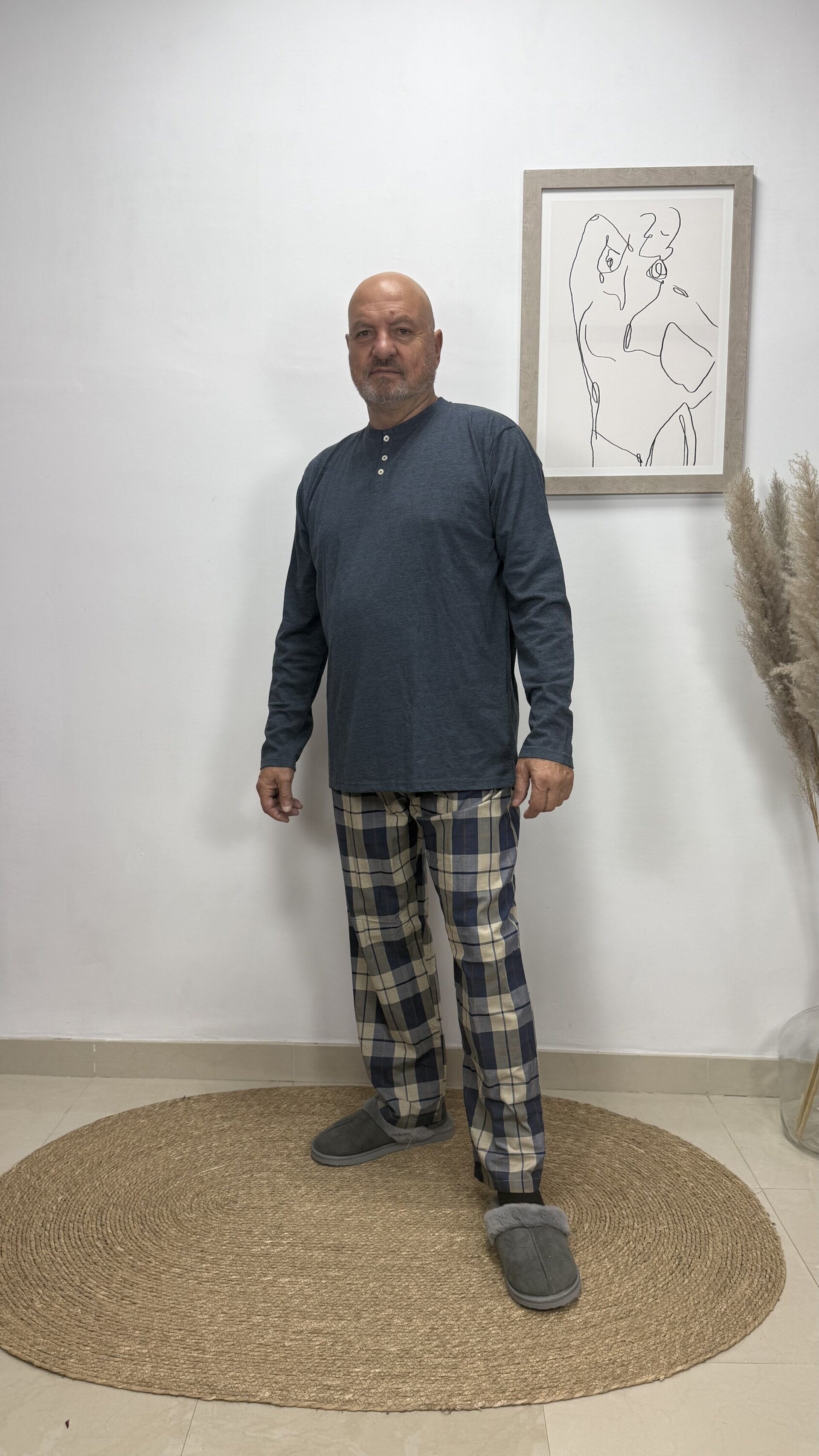 Pijama Azul Carlos Córdoba Cuadros Hombre - 2