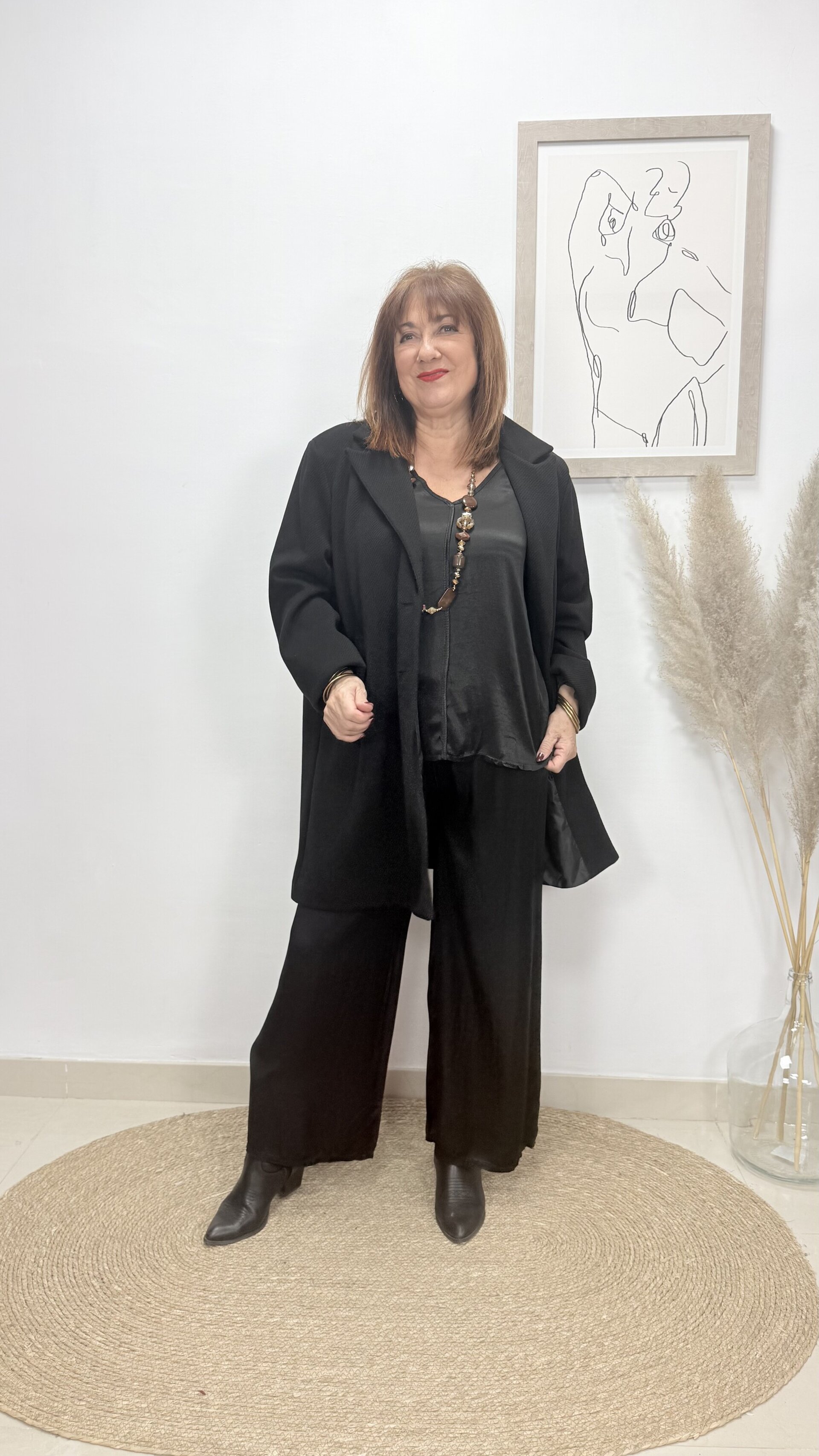 Abrigo Espiga Corto Negro - 1