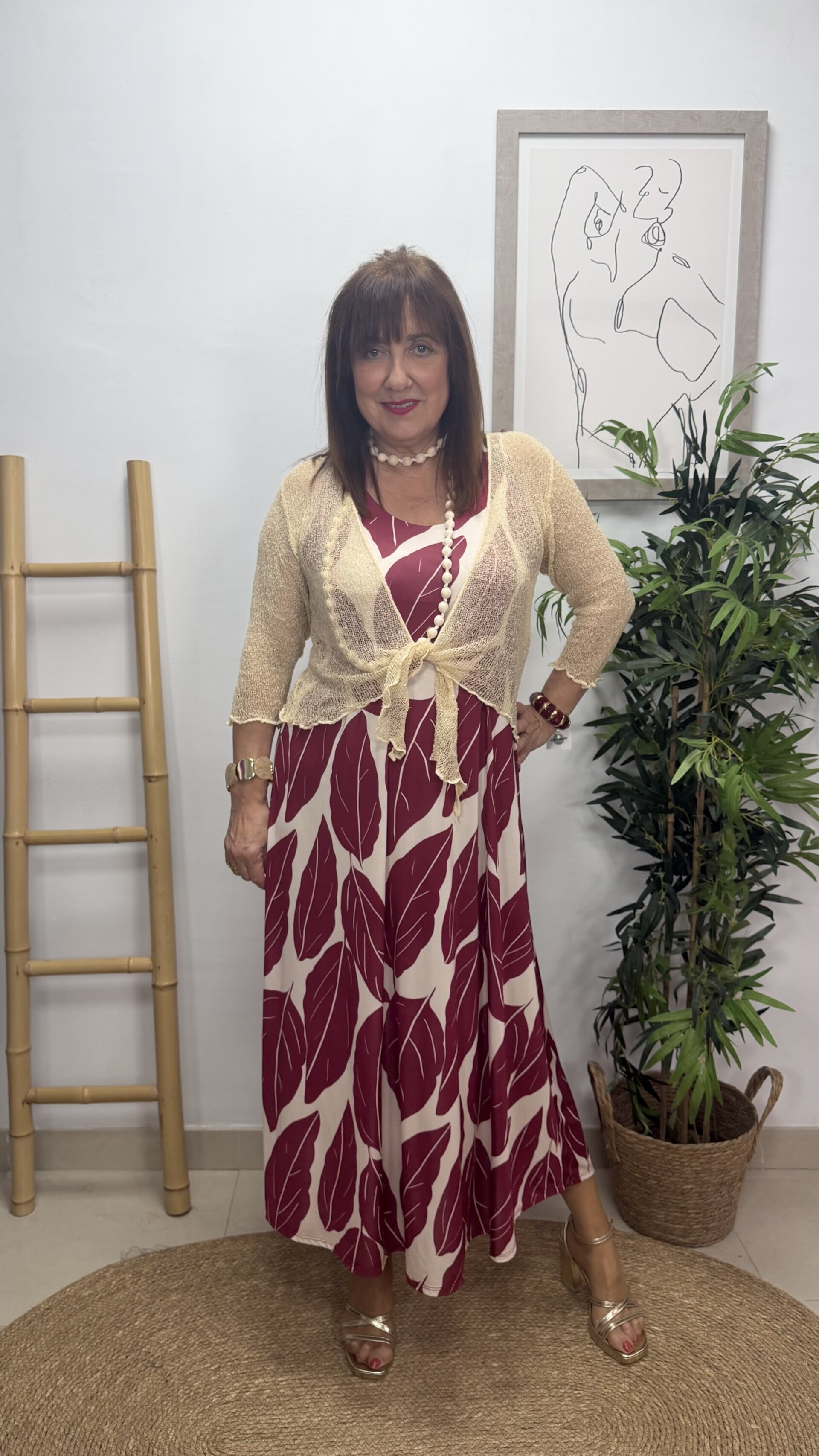 Vestido Hojas Burdeos - 2