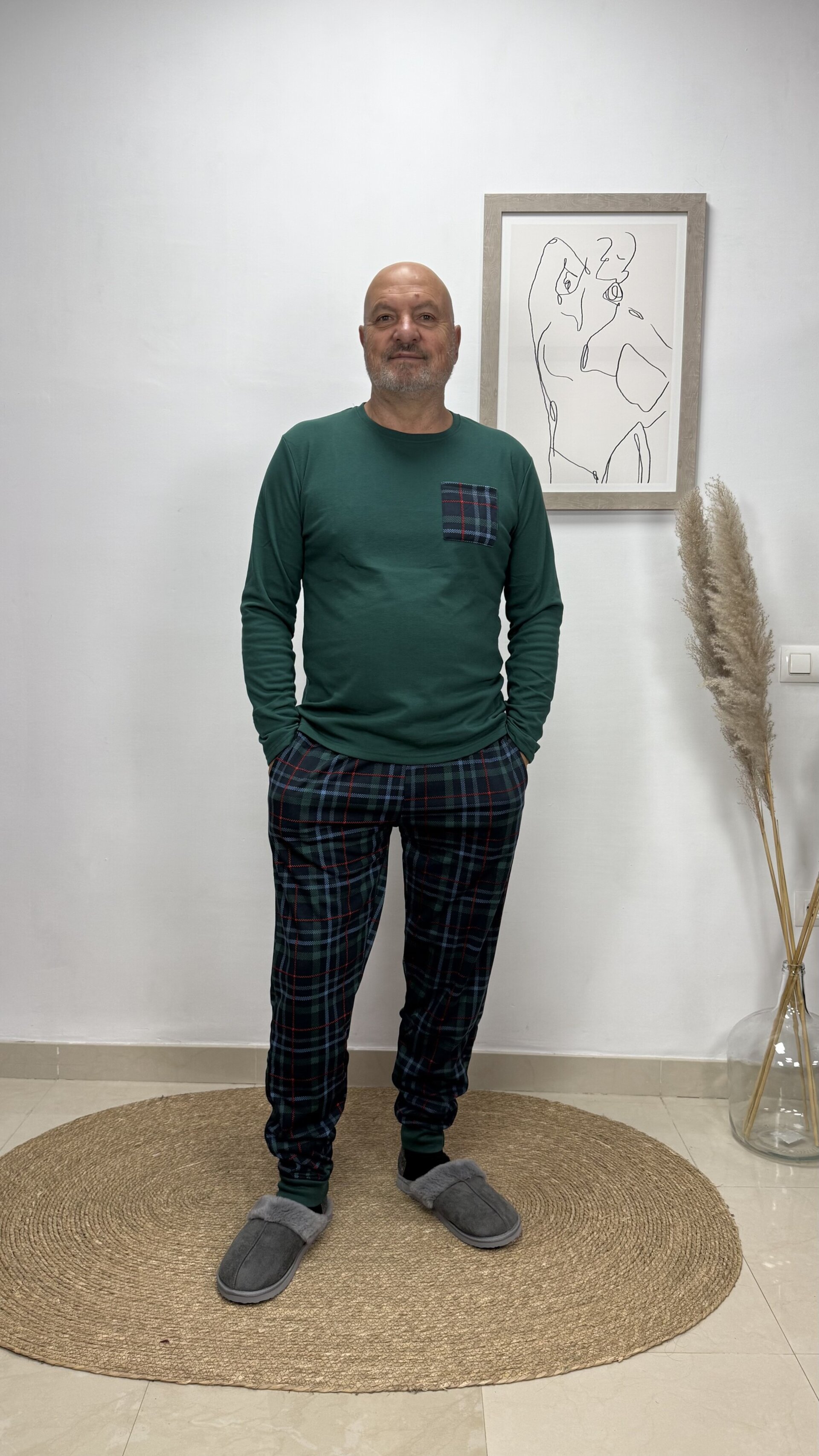 Pijama Cuadros Verde Hombre - 1