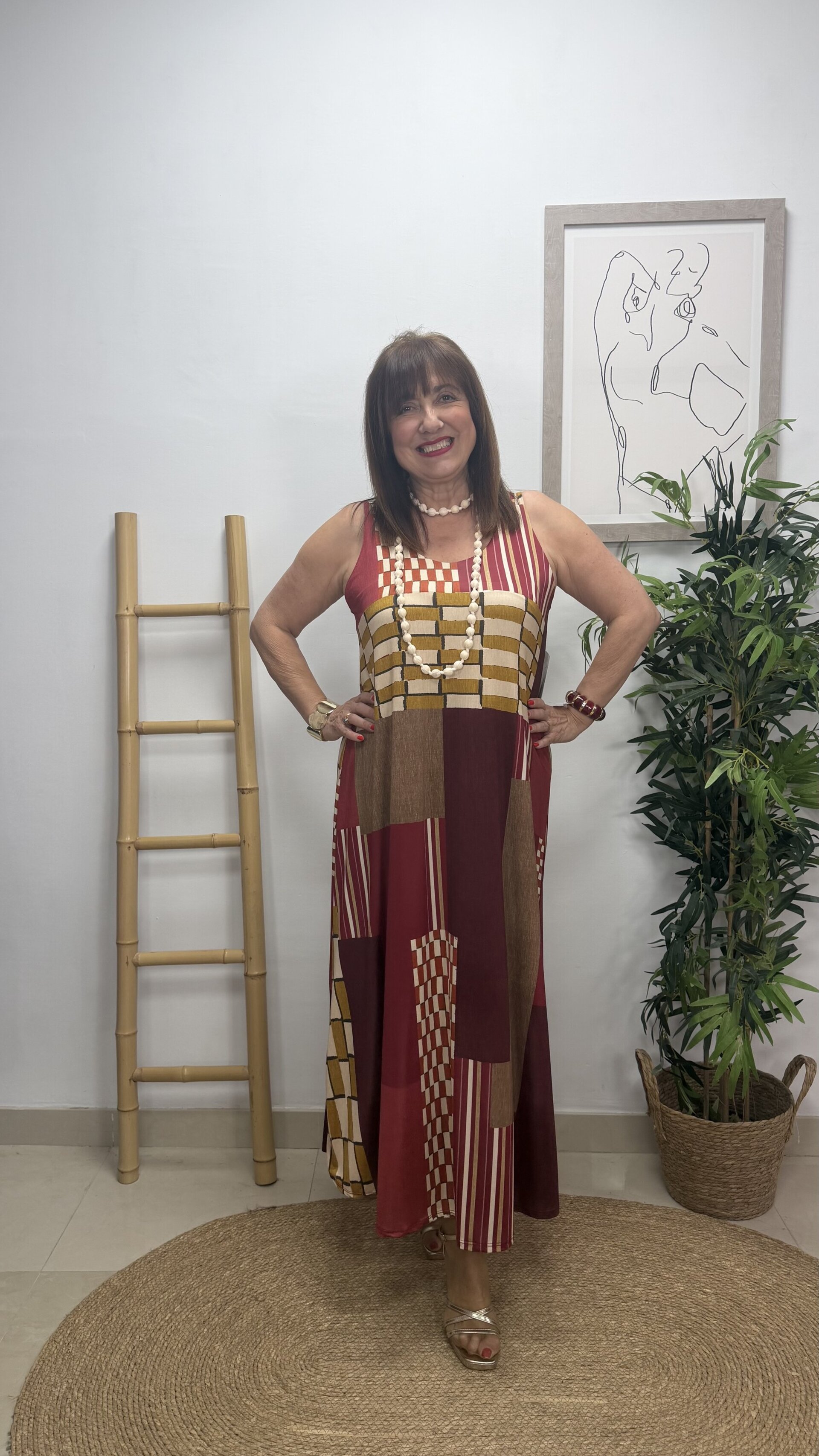 Vestido Mosaico Burdeos - 4