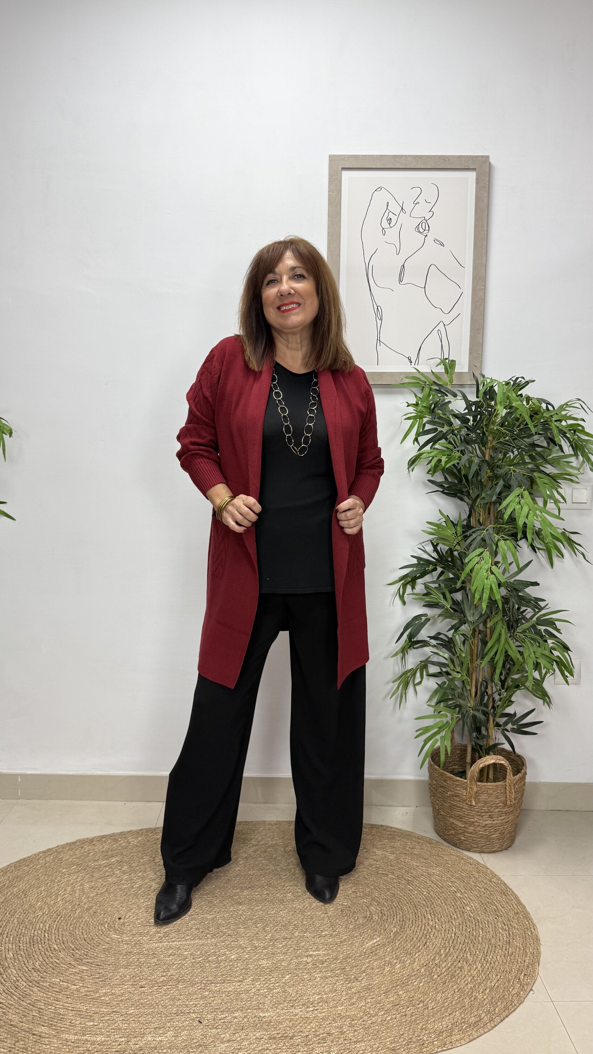 Rebeca Smoking Trenzada Burdeos - 1