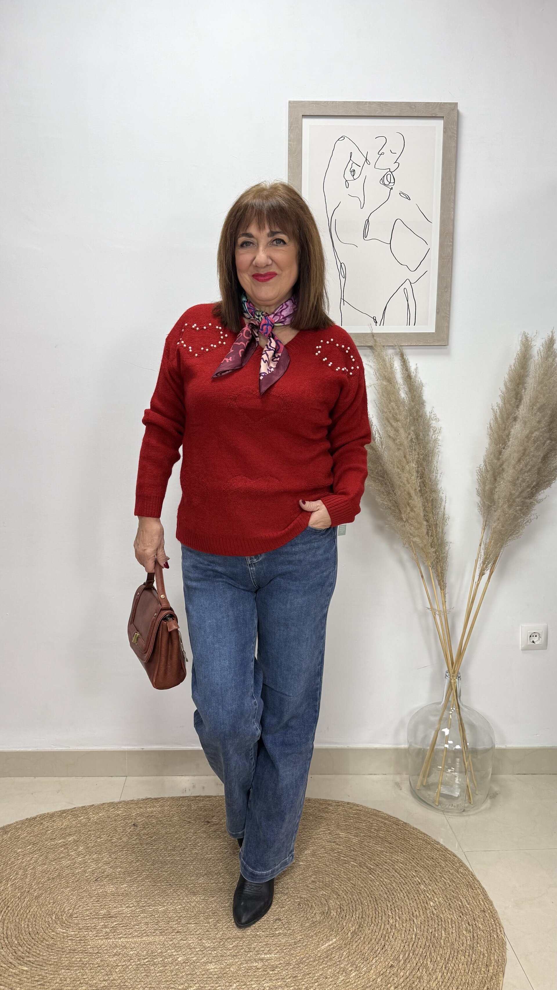 Jersey Corazón Perlas Rojo - 3