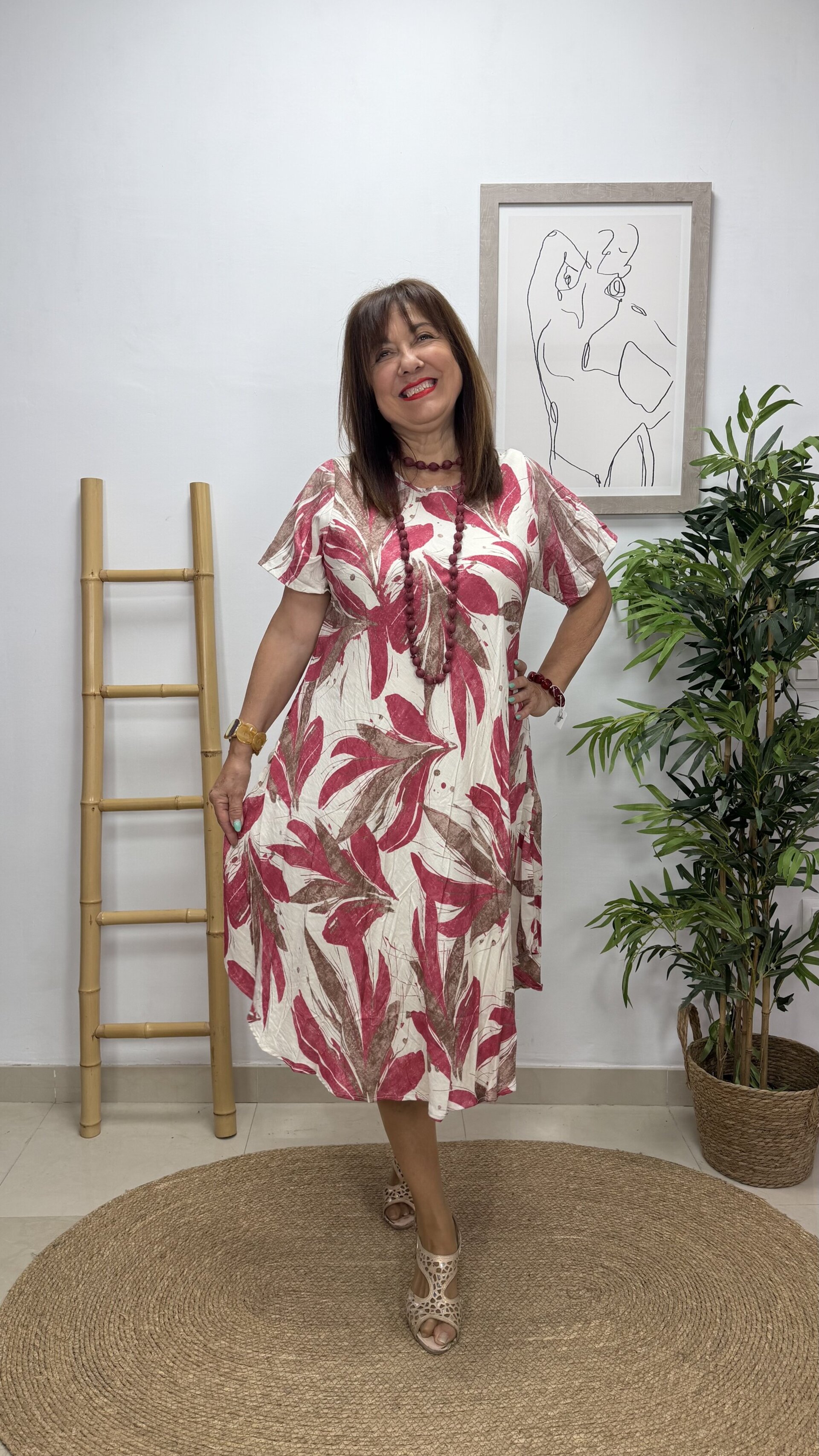 Vestido Tropical Burdeos - 3