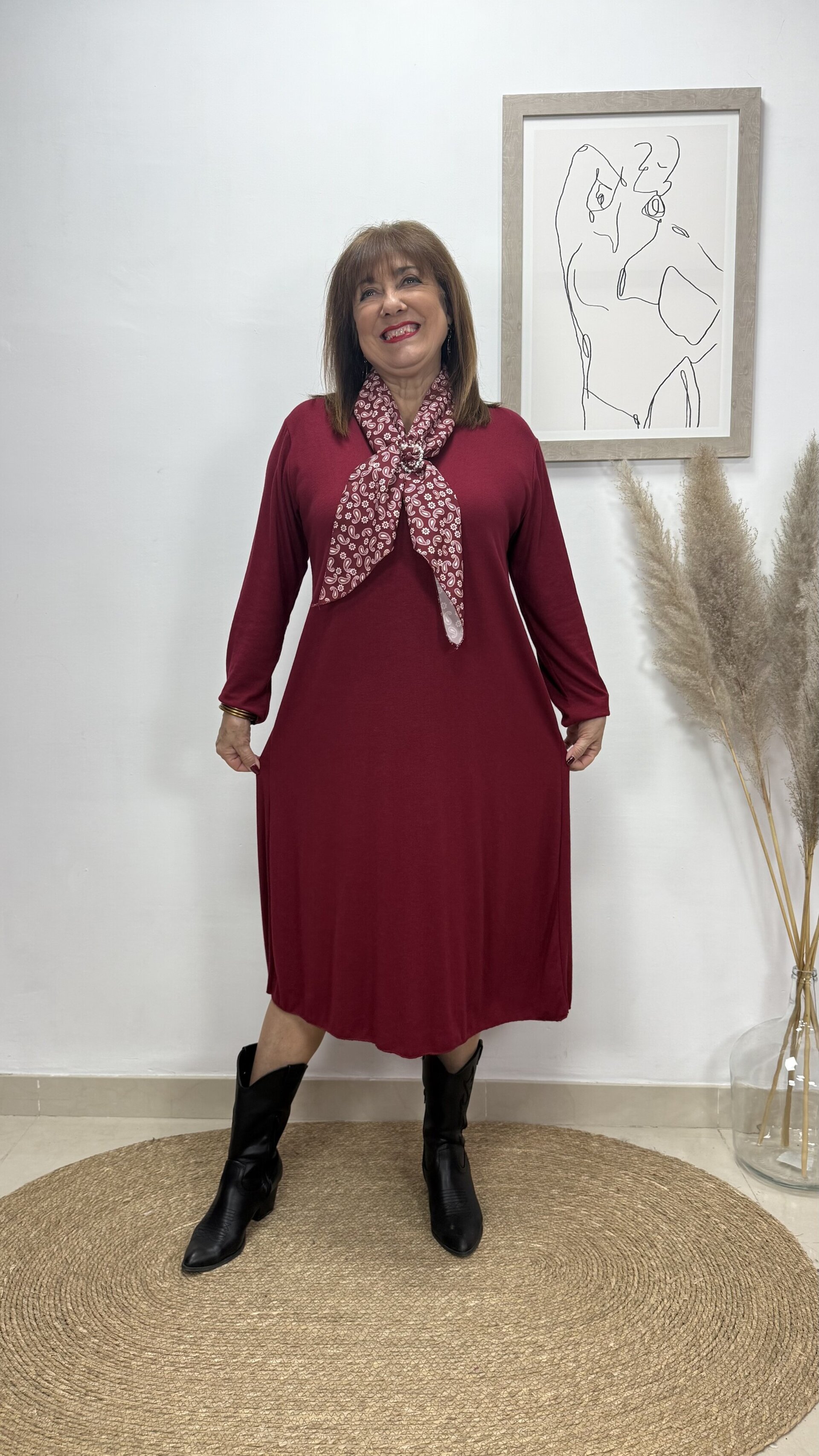 Vestido Punto Burdeos - 1