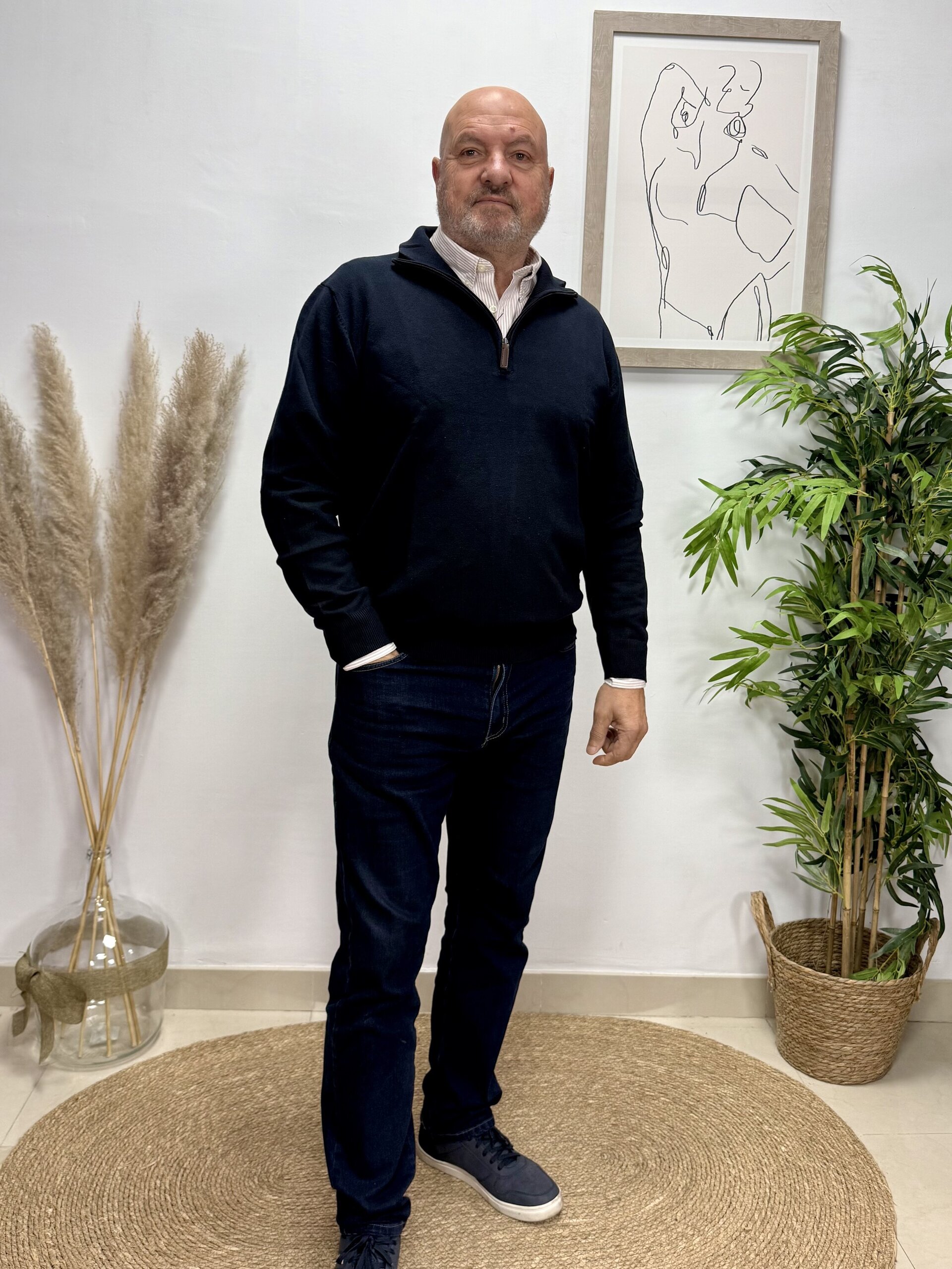 Jersey Media Cremallera - Azul Marino - 1