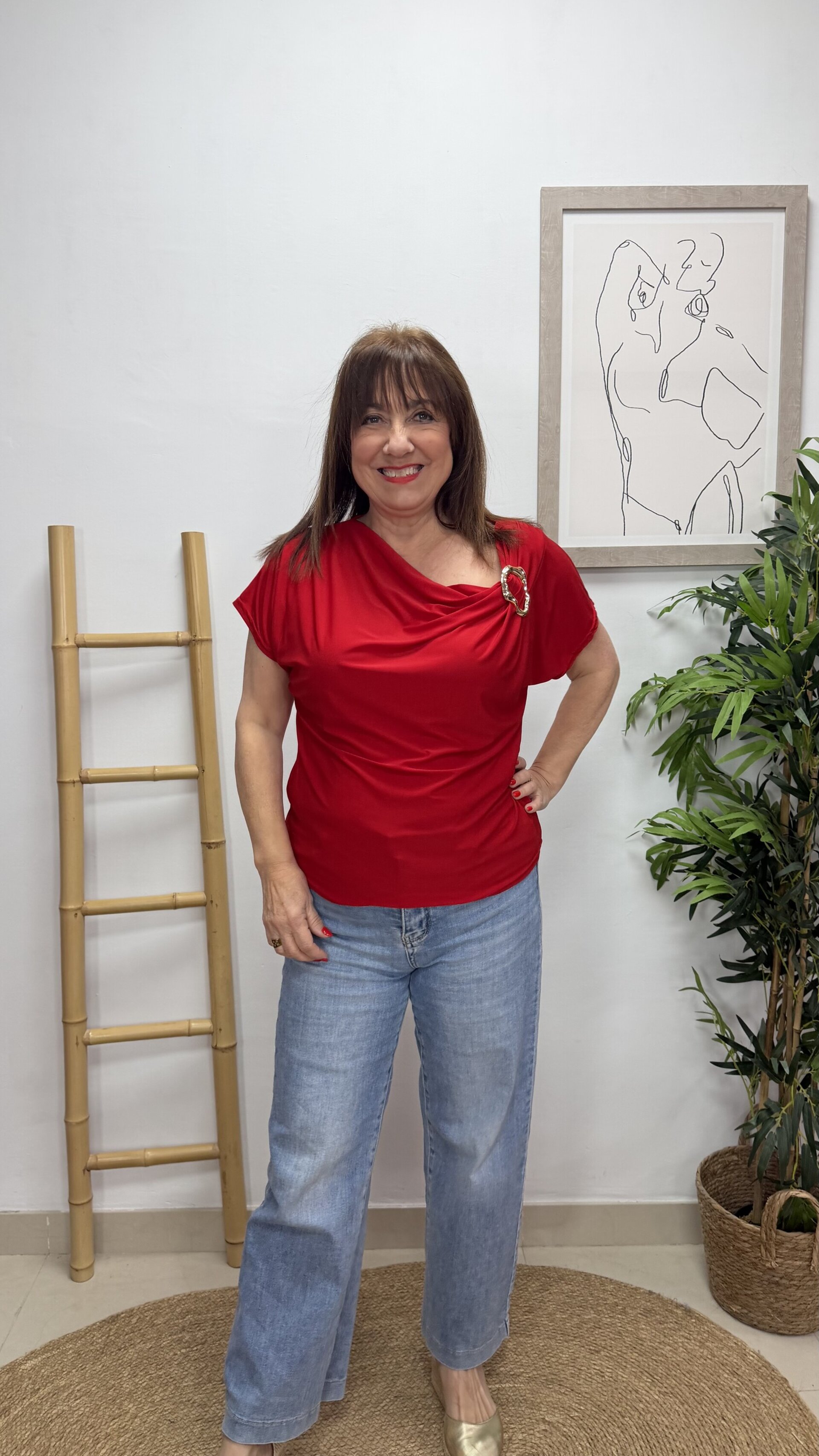 Blusa Hebilla Licra Rojo - 1