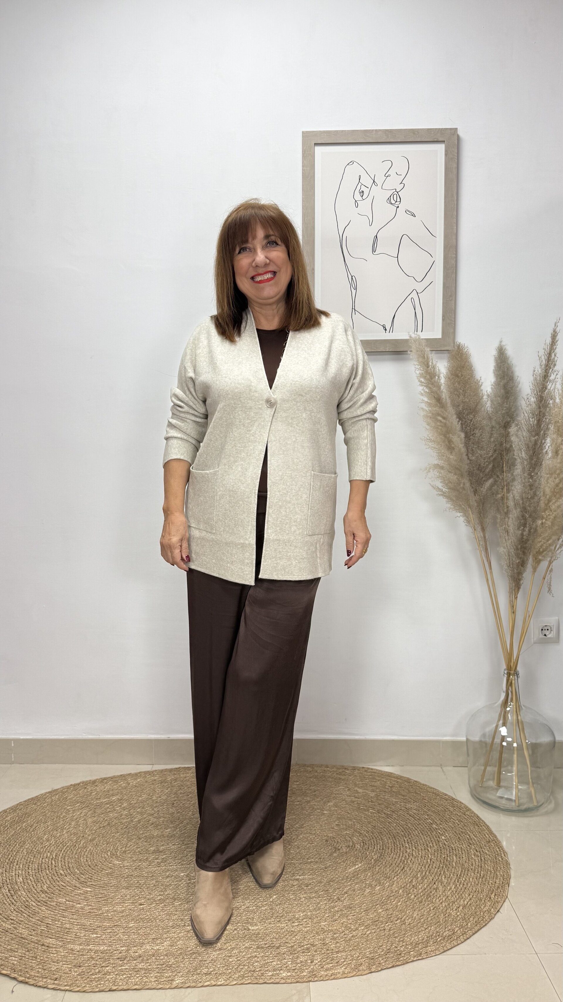 Chaqueta Reactivo Un Botón Beige - 3