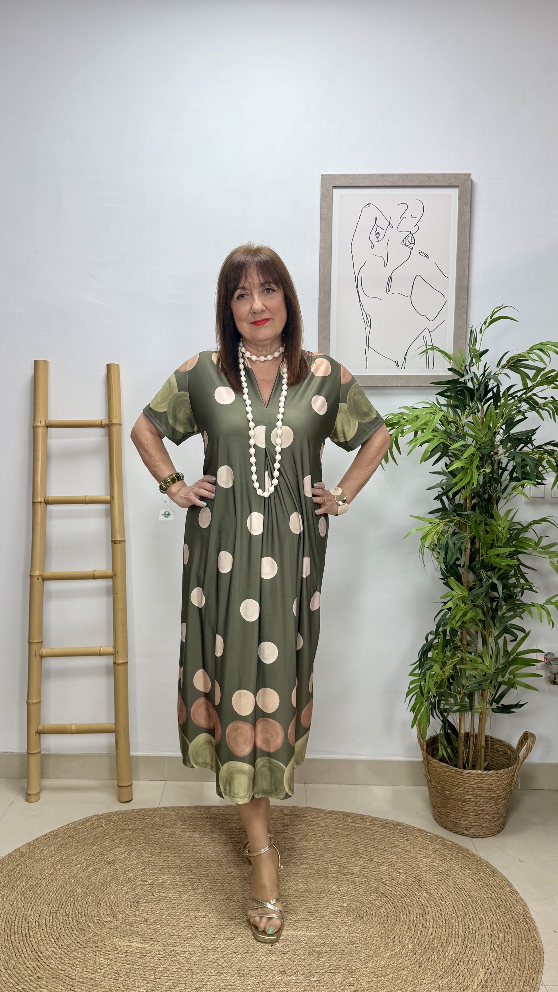 Vestido Lunar Cenefa Verde - 1