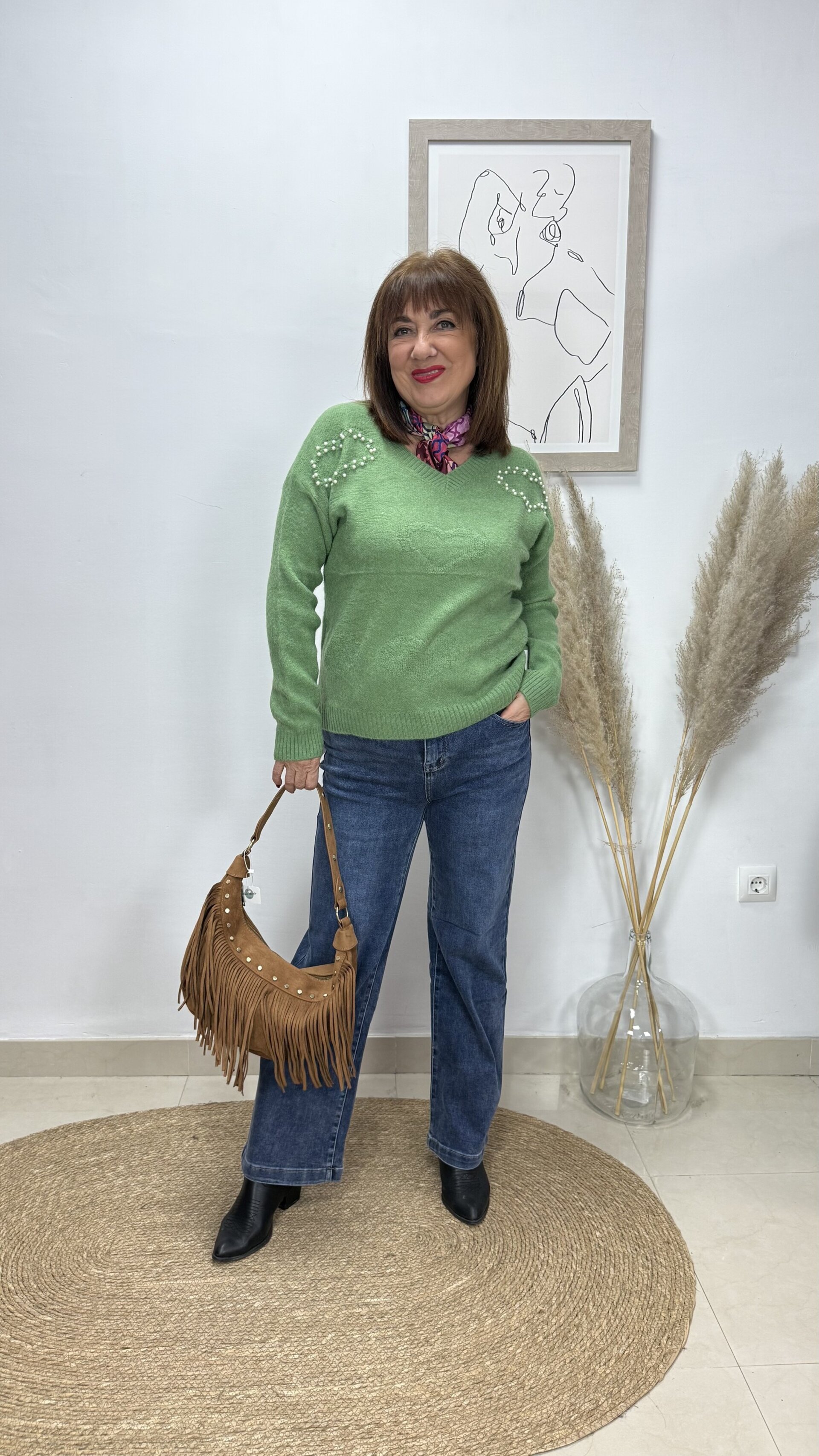 Jersey Corazón Perlas Verde - 1