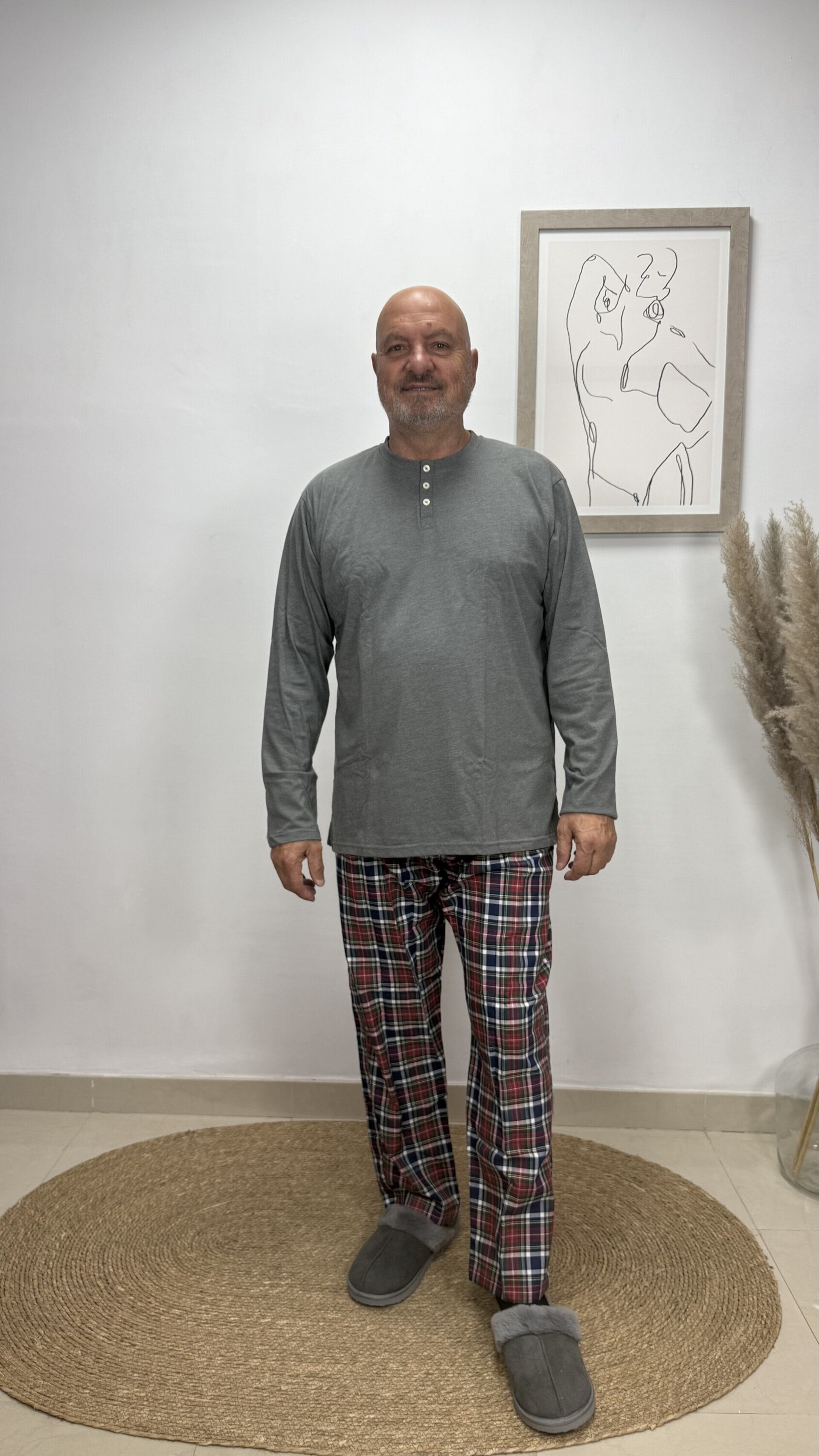 Pijama Gris Carlos Córdoba Cuadros Hombre - 2