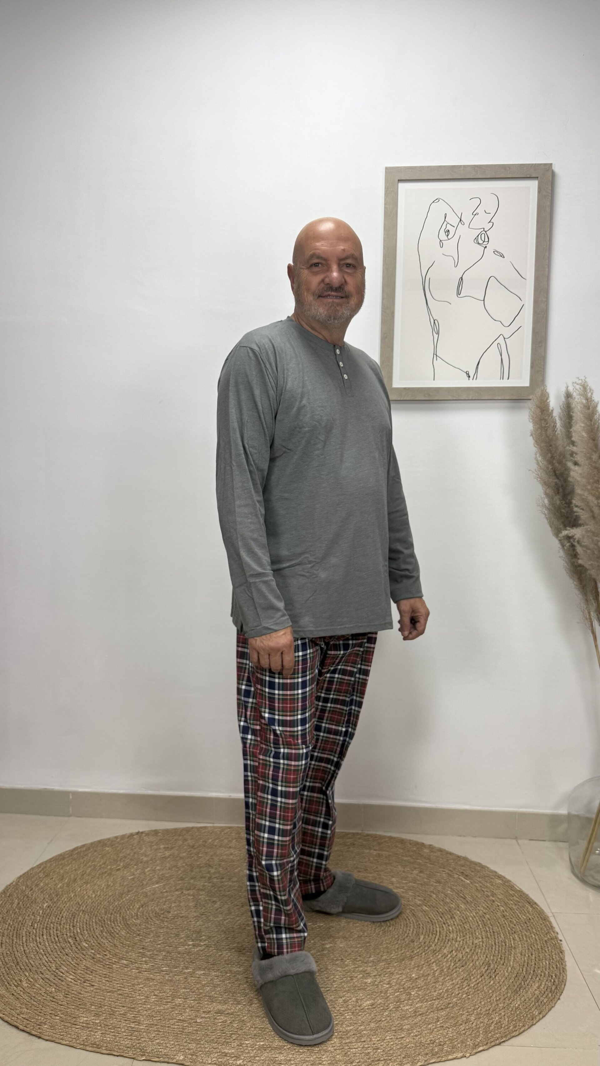 Pijama Gris Carlos Córdoba Cuadros Hombre - 1