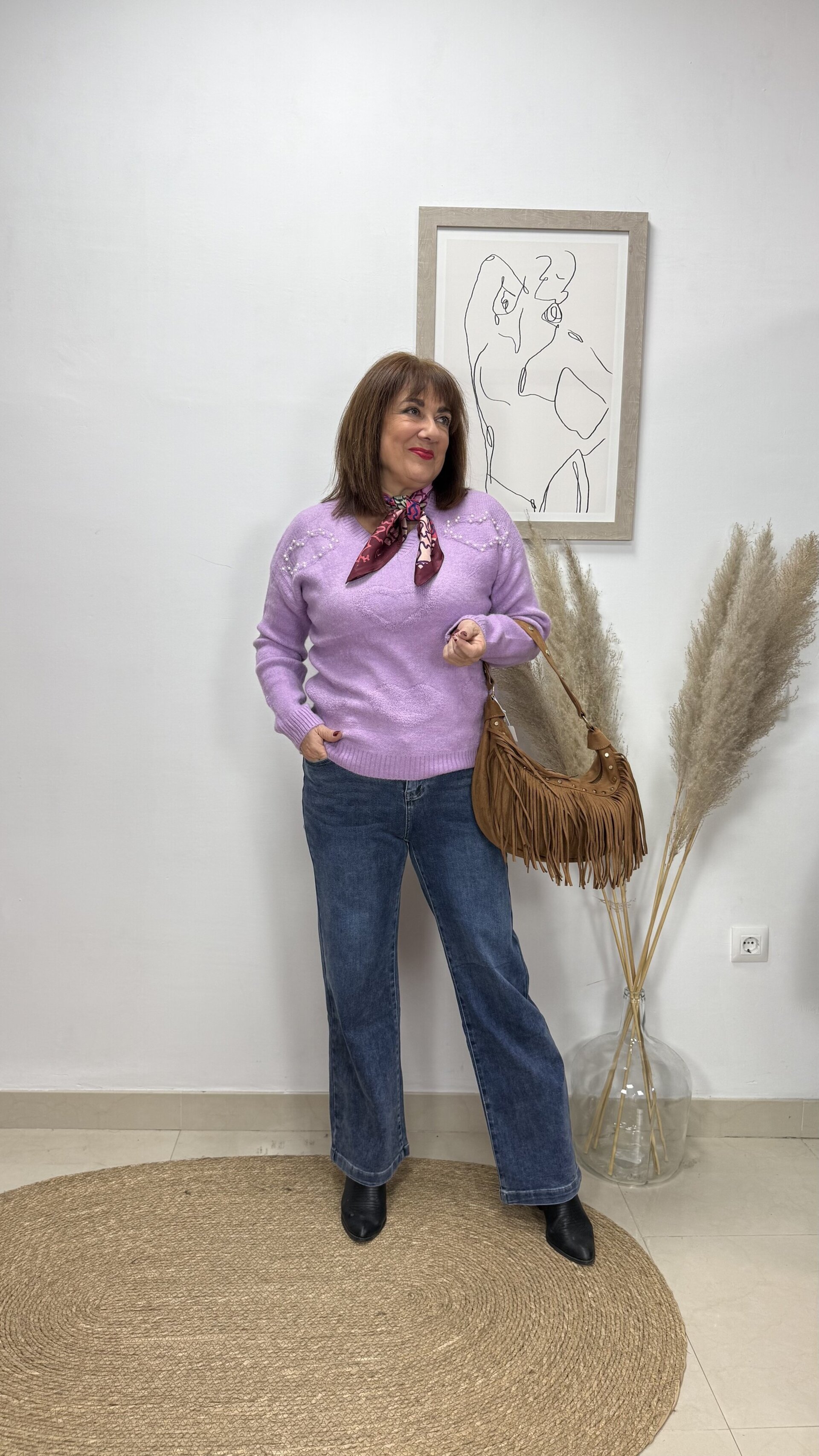 Jersey Corazón Perlas Violeta - 2