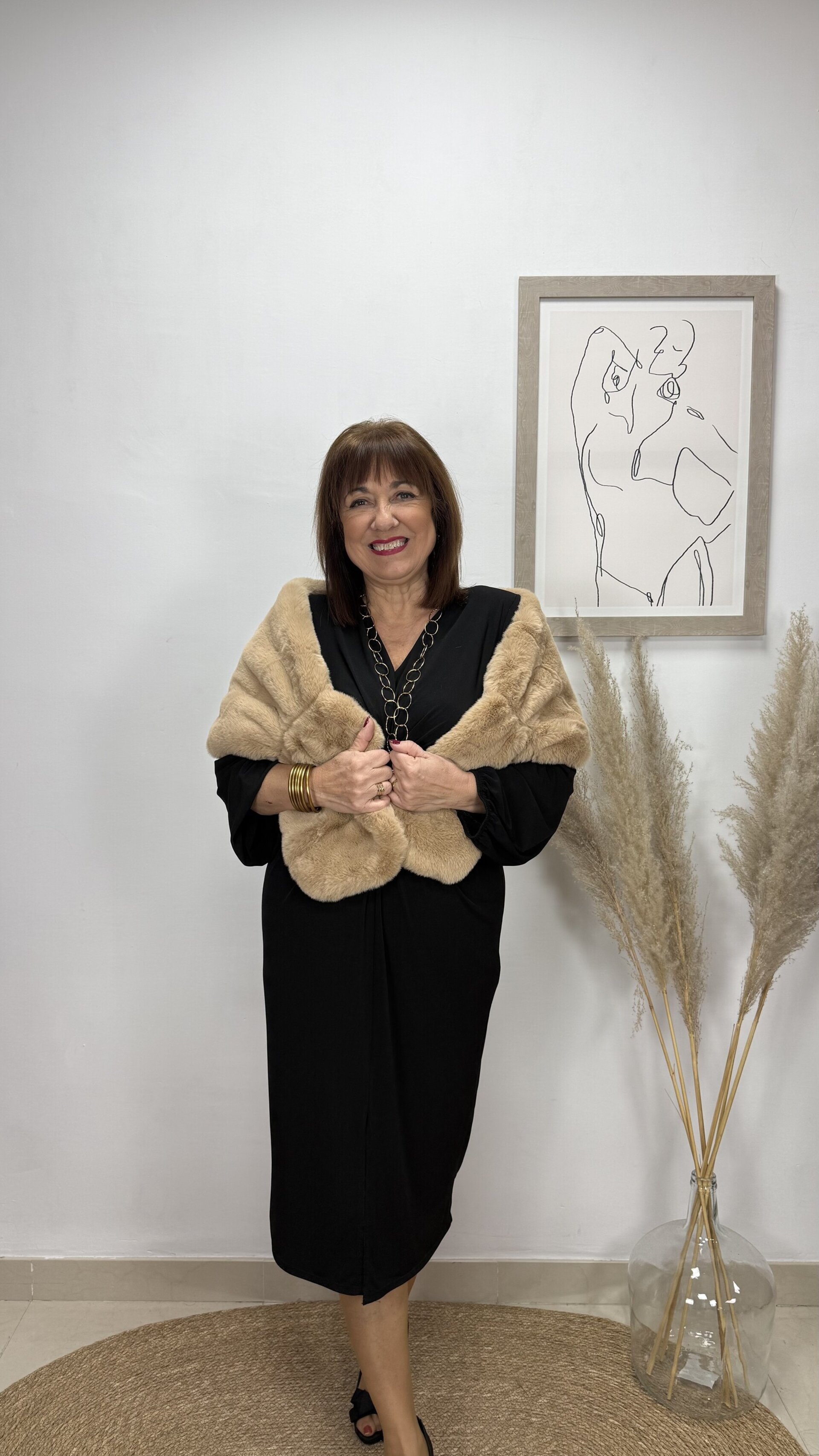 Estola de Pelo Antideslizante Camel - 2