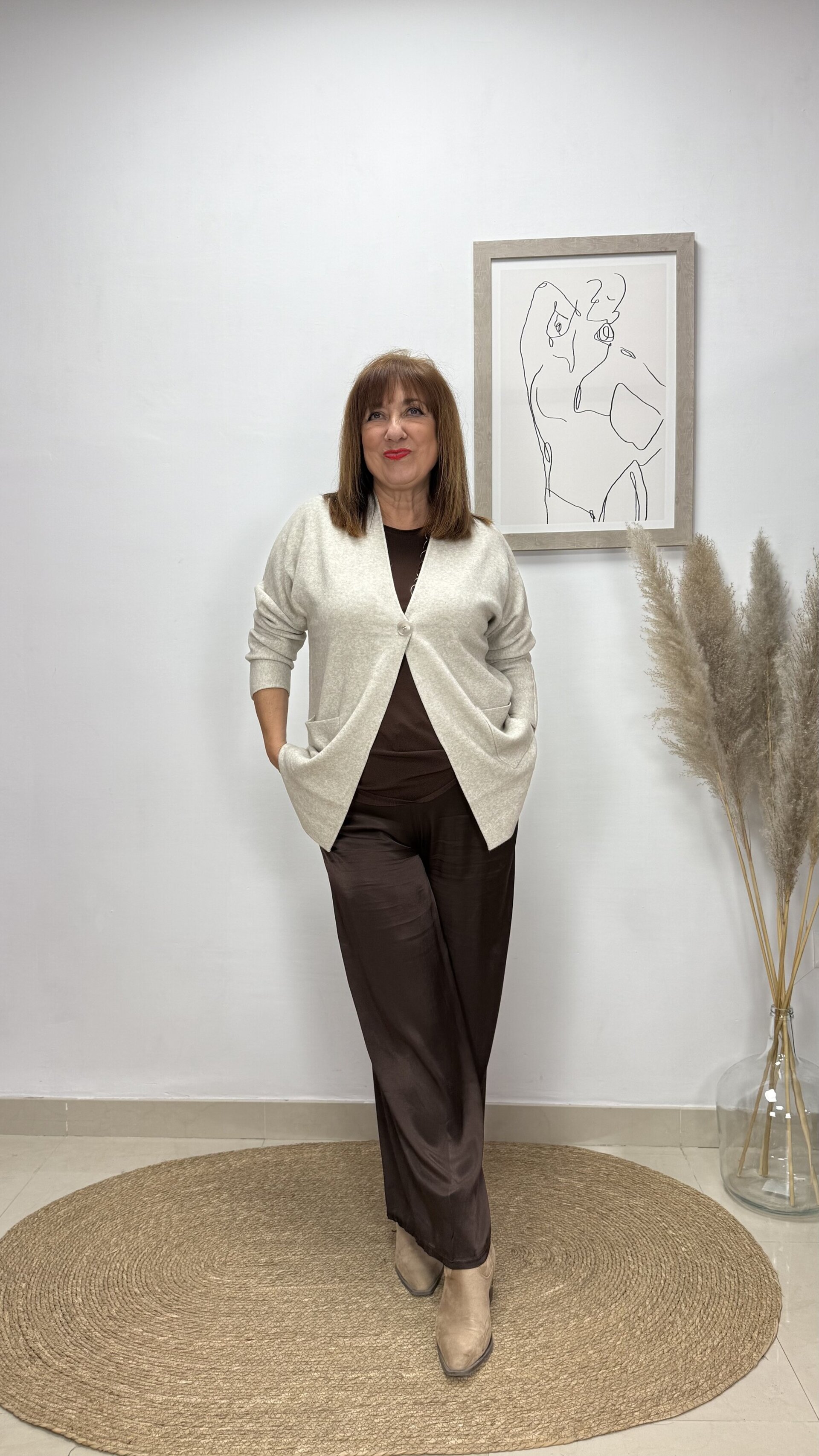 Chaqueta Reactivo Un Botón Beige - 2