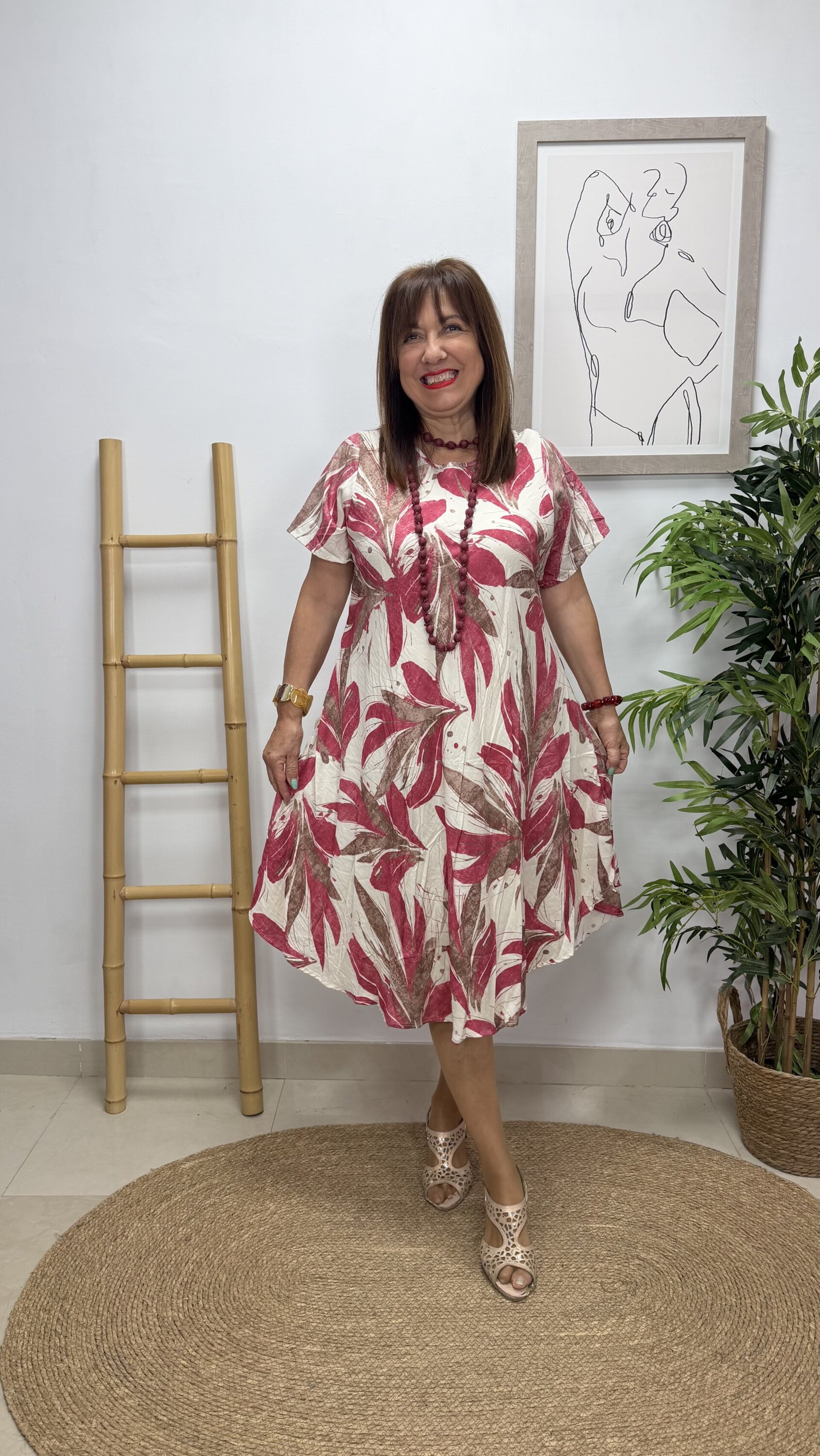Vestido Tropical Burdeos - 1