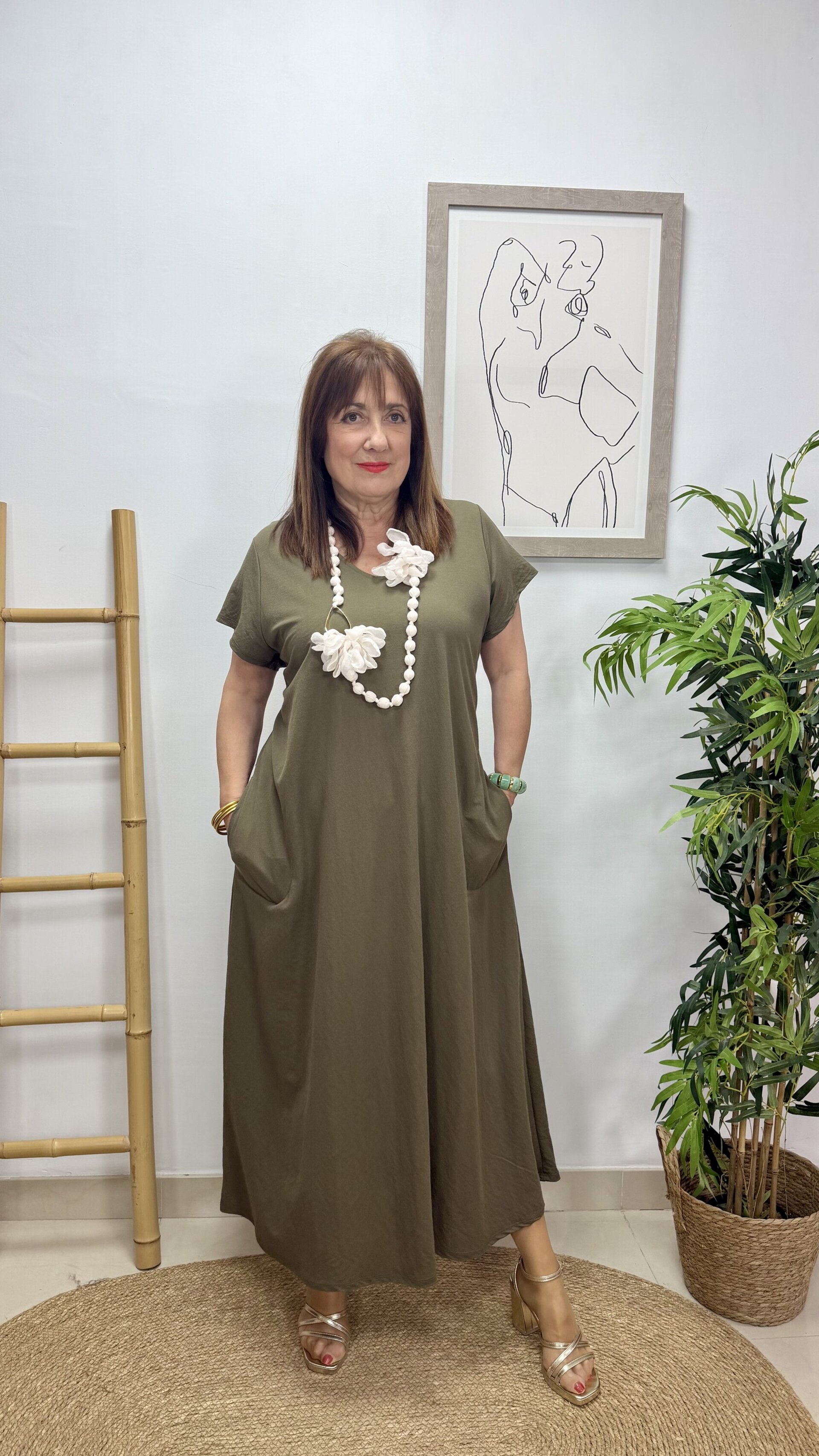 Vestido Carlota Verde Caqui - 1