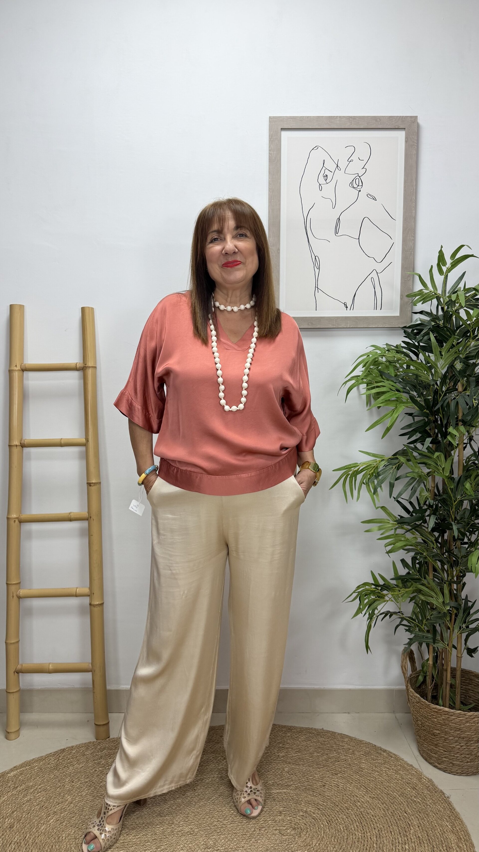 Blusa Satén Aurora Rosa - 2