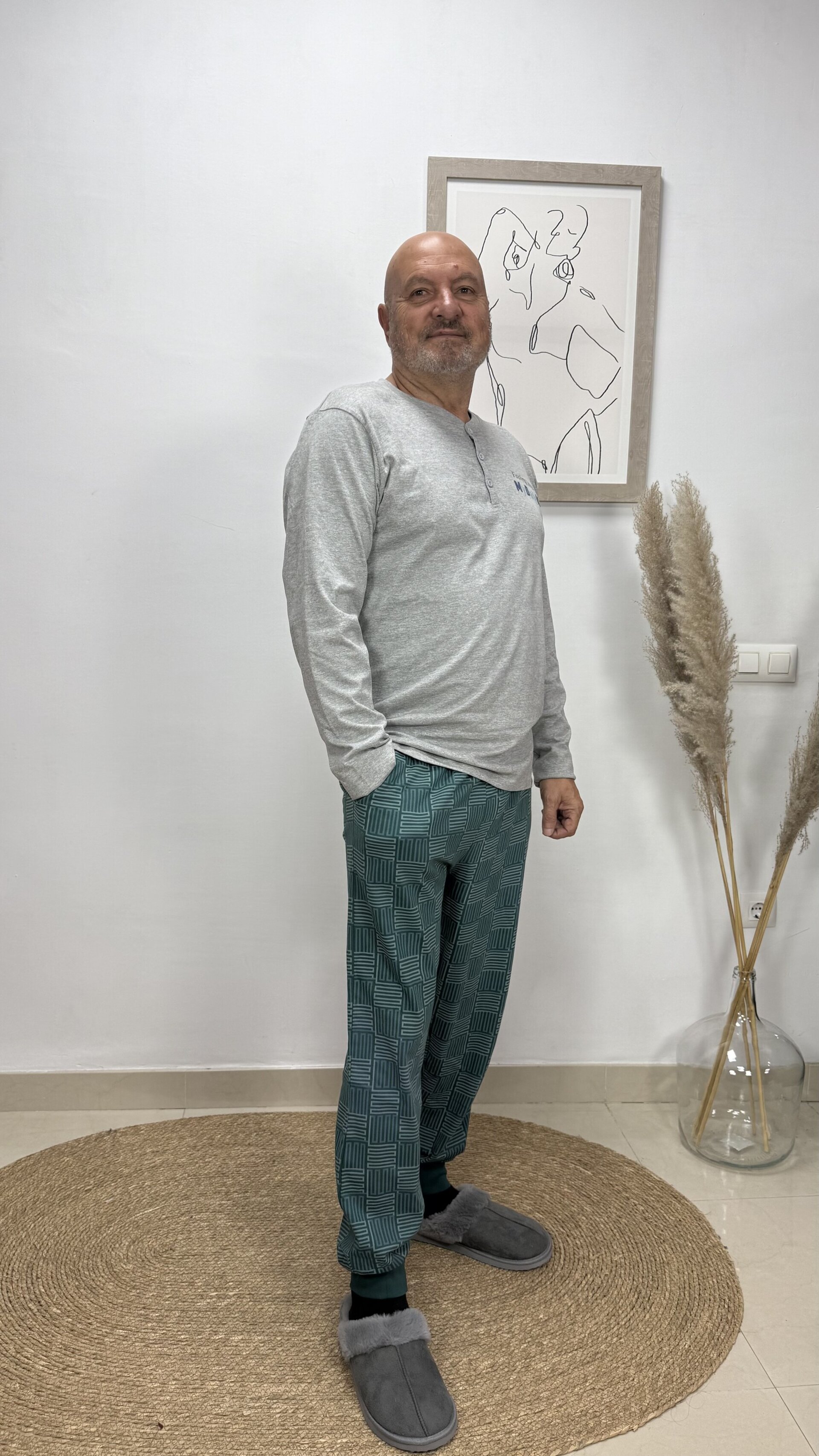 Pijama Hombre Gris / Azul - 1