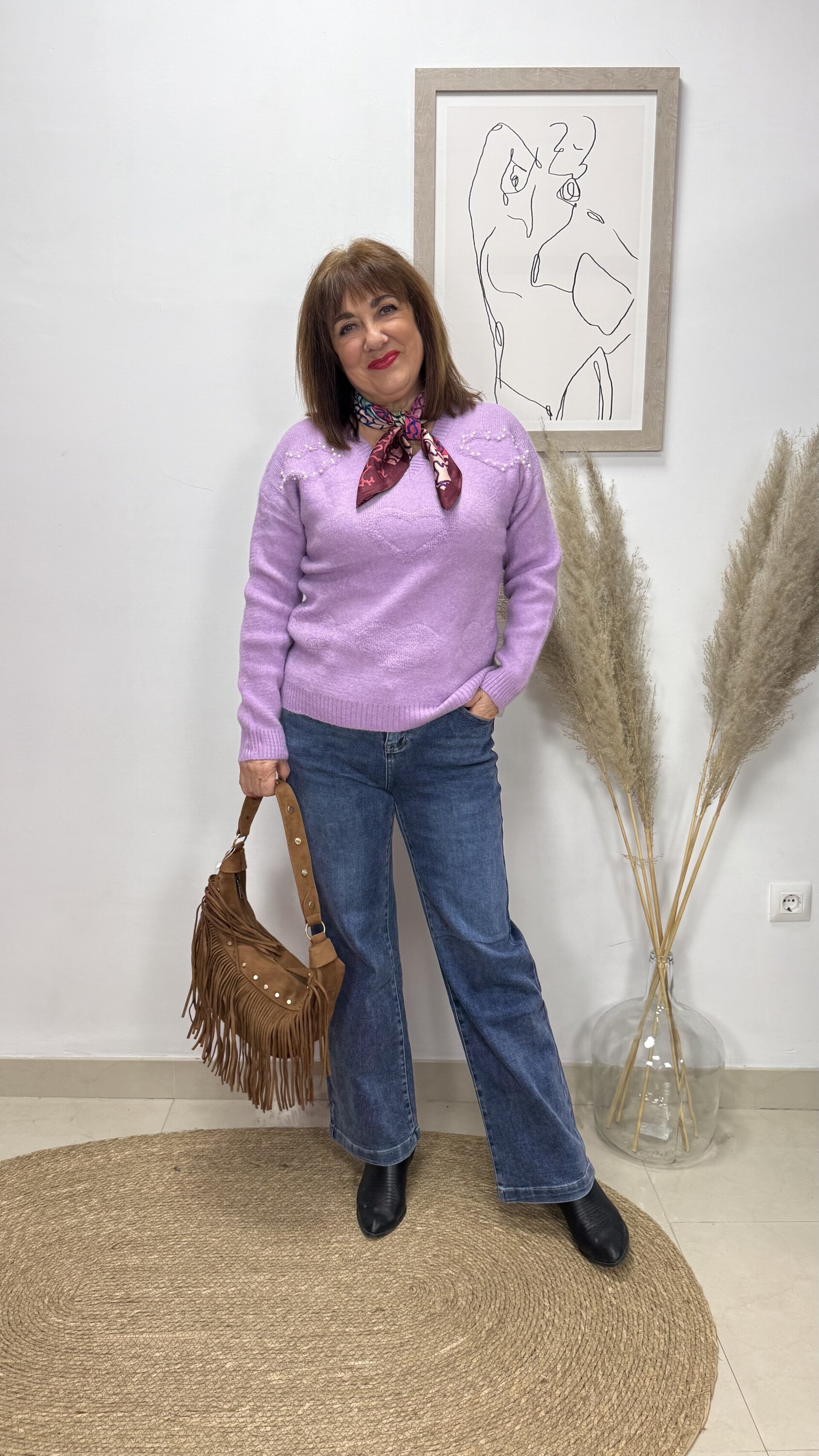 Jersey Corazón Perlas Violeta - 4