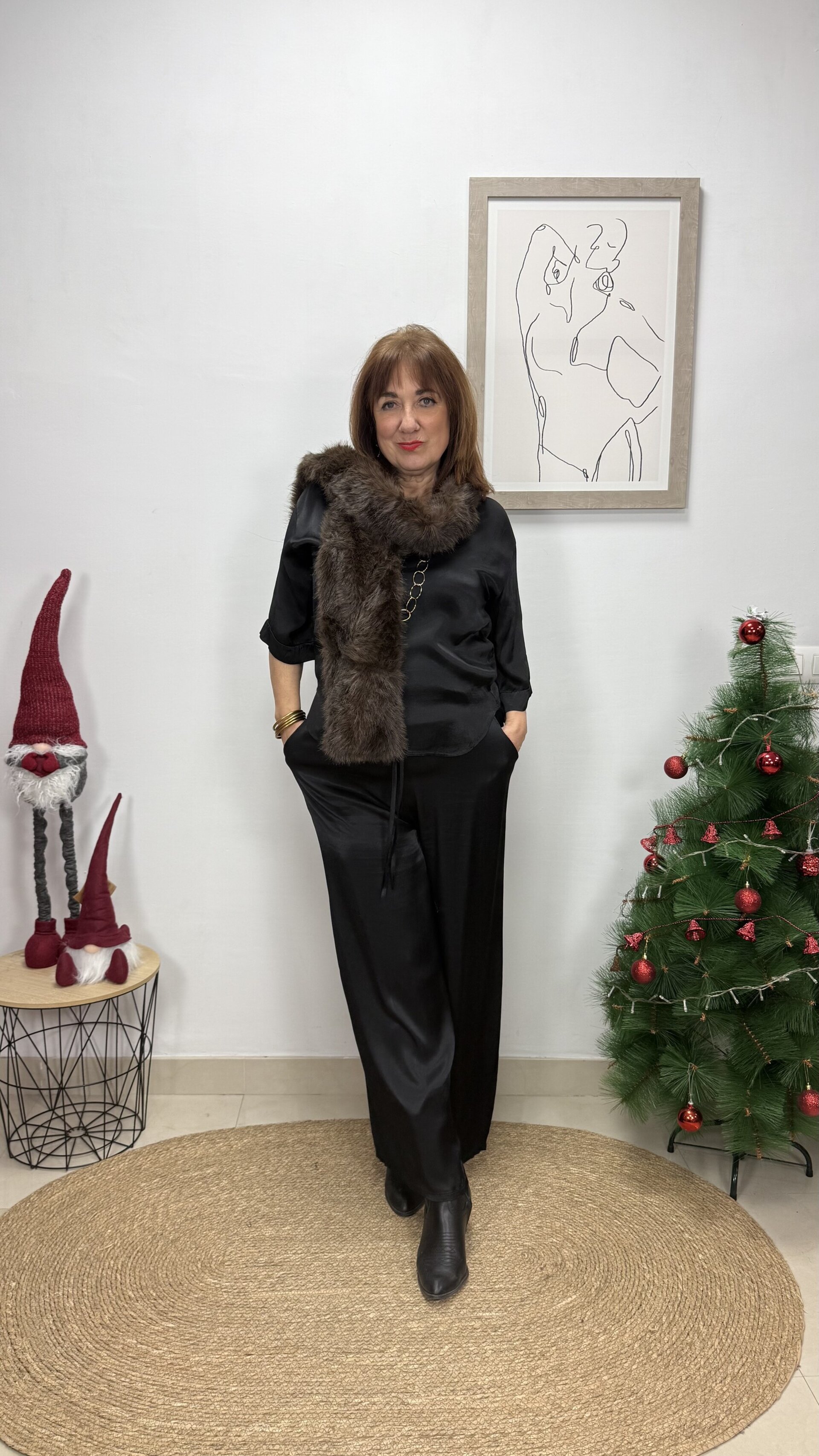 Bufanda Larga Pelo Marrón - 1