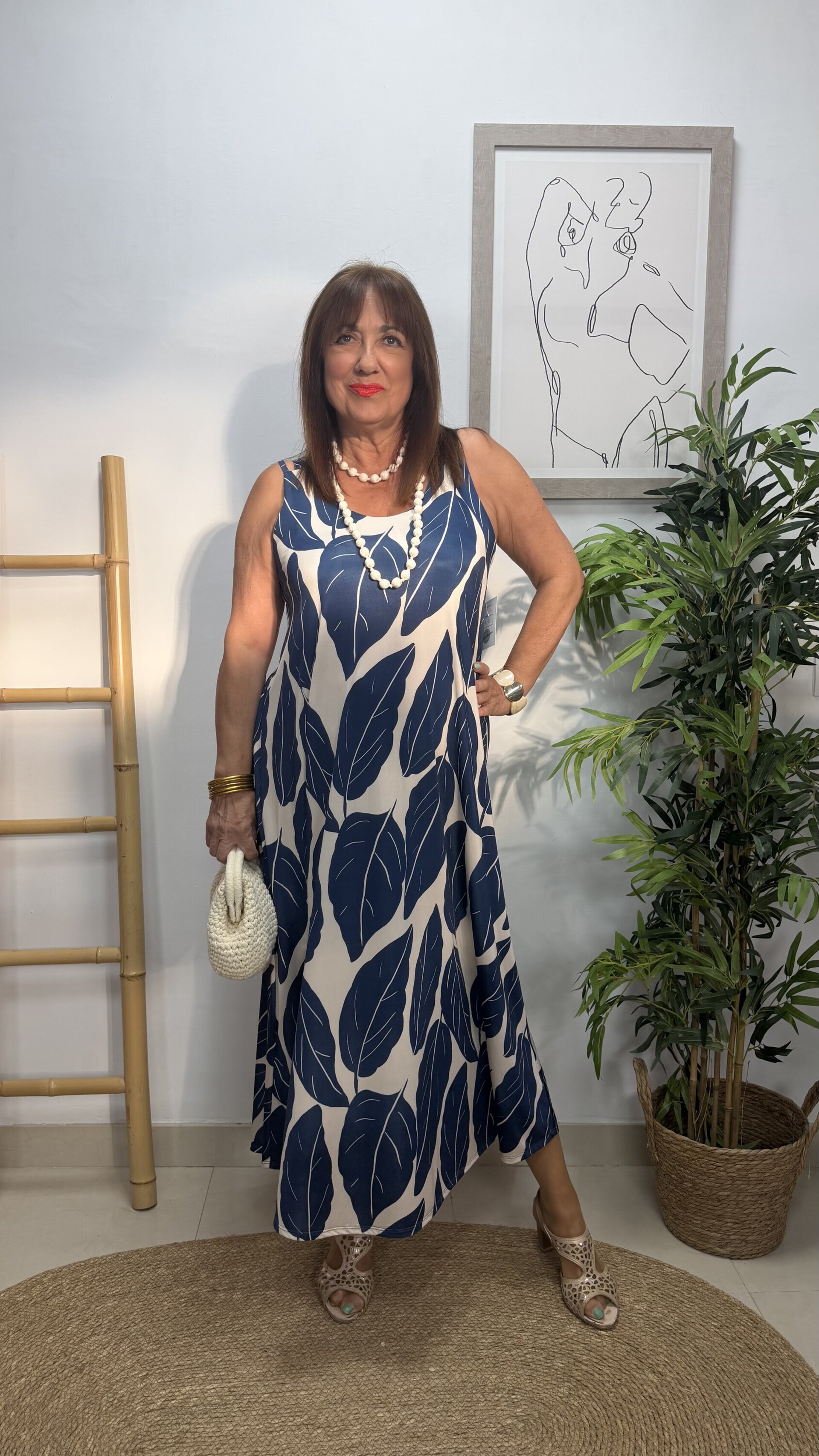 Vestido Hojas Azul - 2
