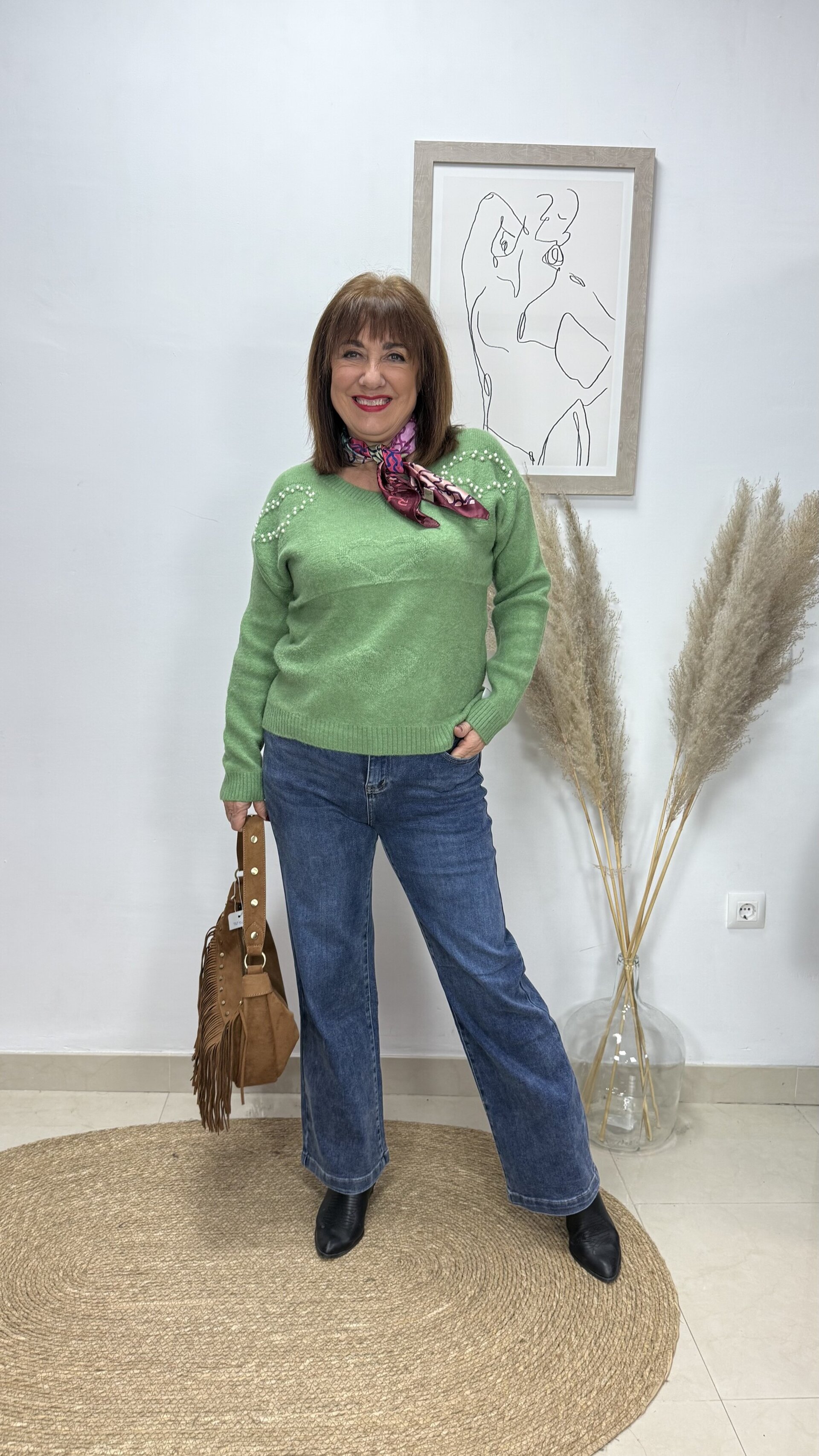 Jersey Corazón Perlas Verde - 4