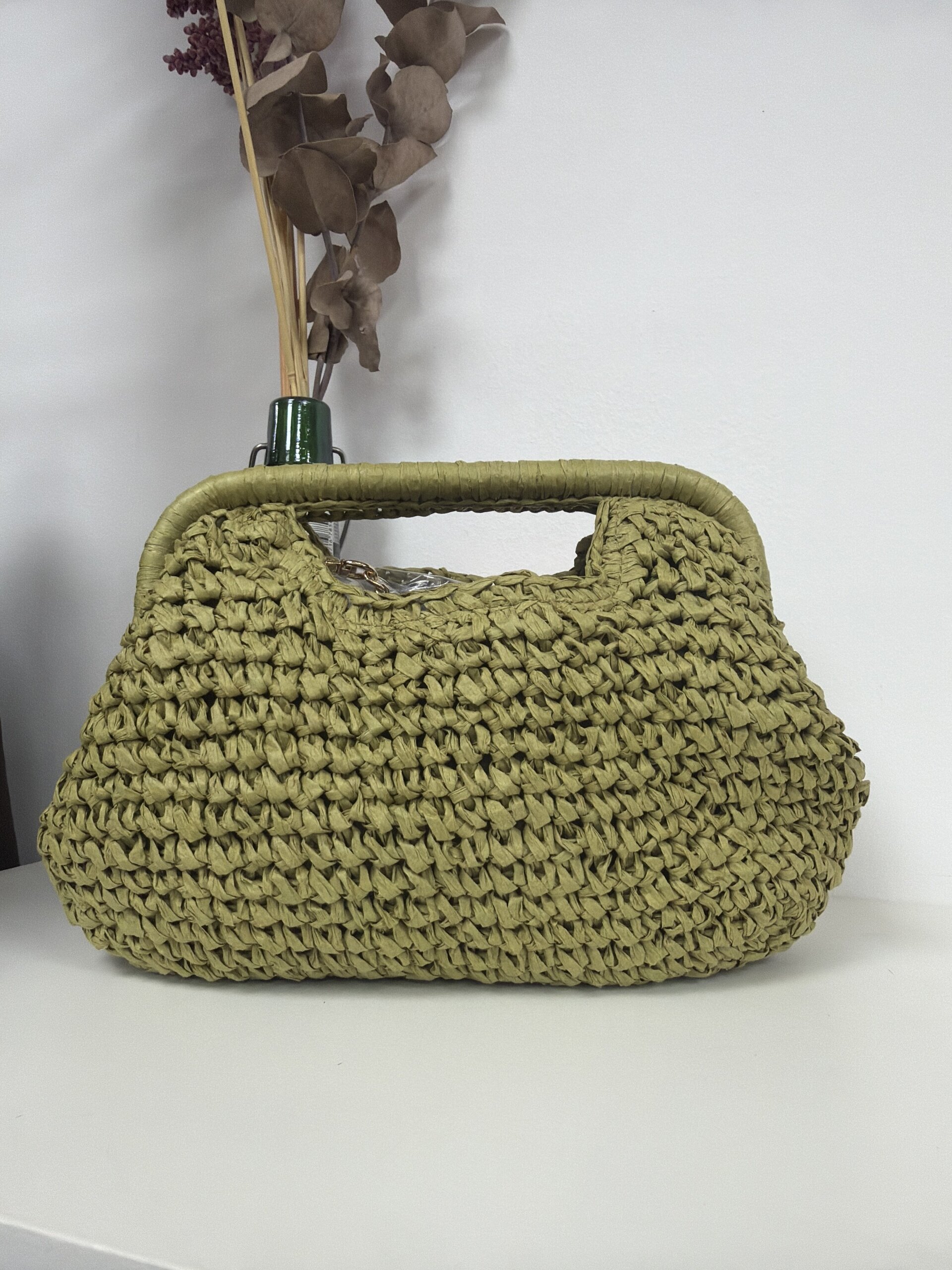 Bolso Rafia Verde Pistacho - 1