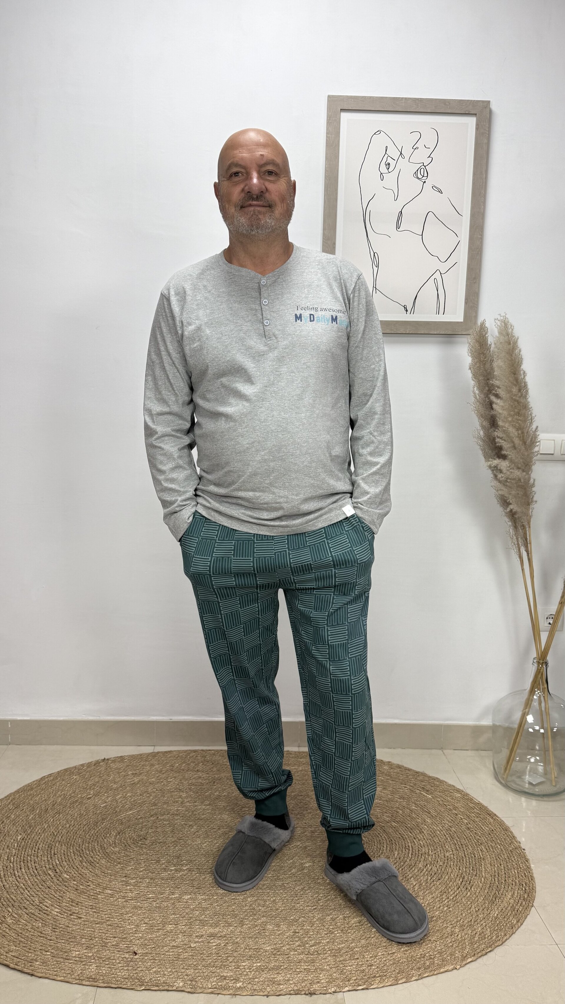 Pijama Hombre Gris / Azul - 2