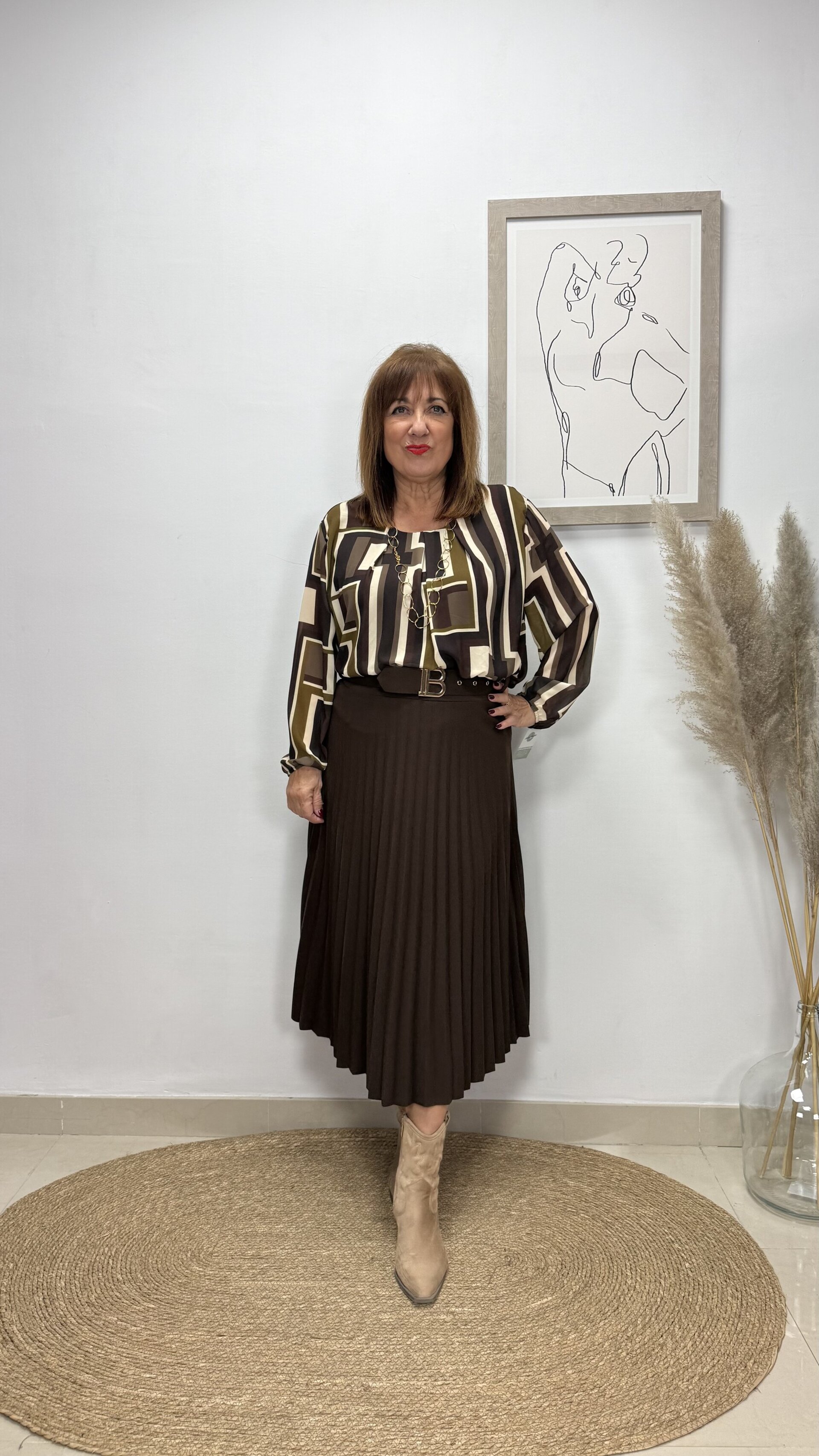 Falda Plisada Marron - 2