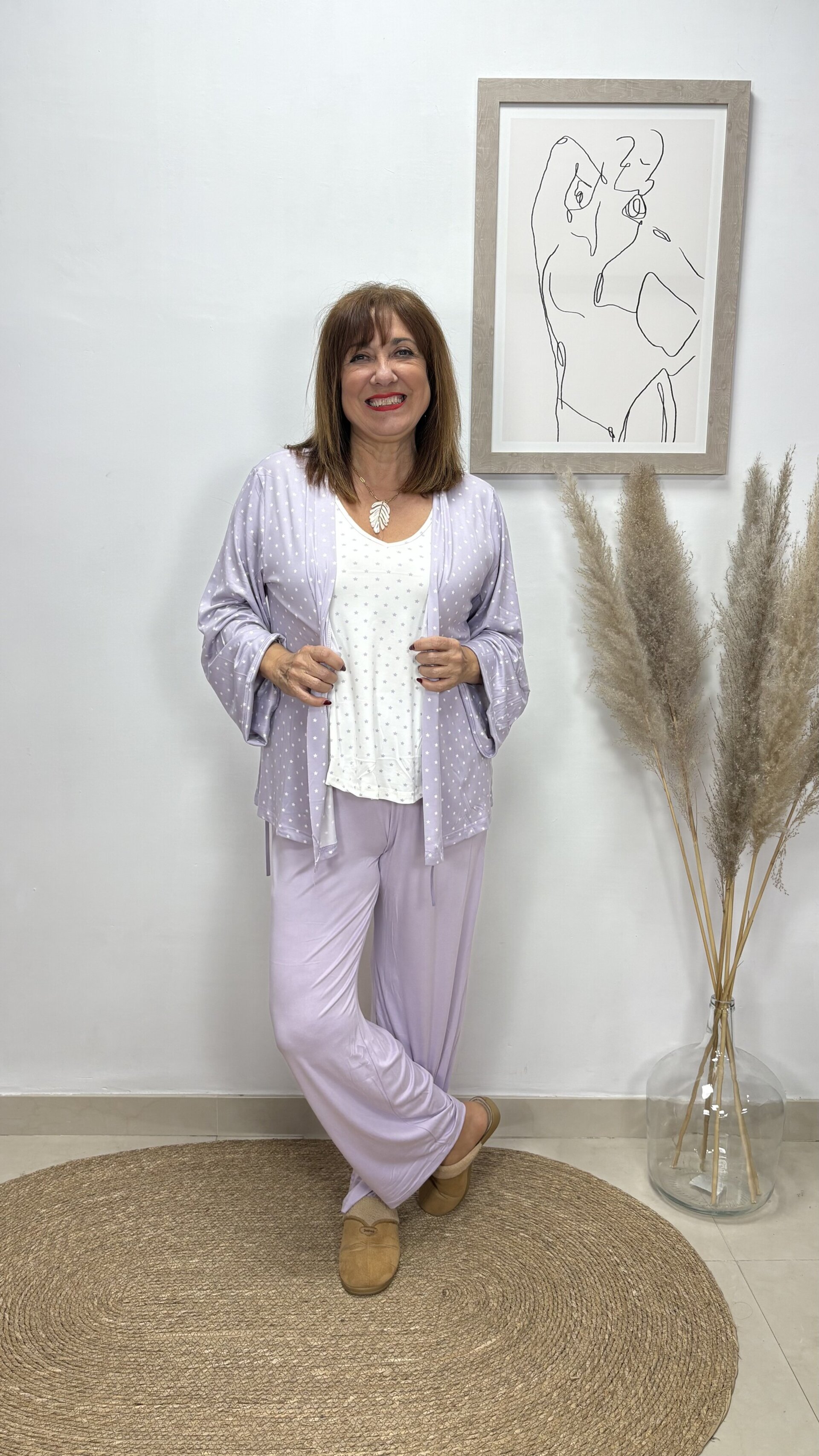 Pijama Estrella 3 Piezas Malva - 1